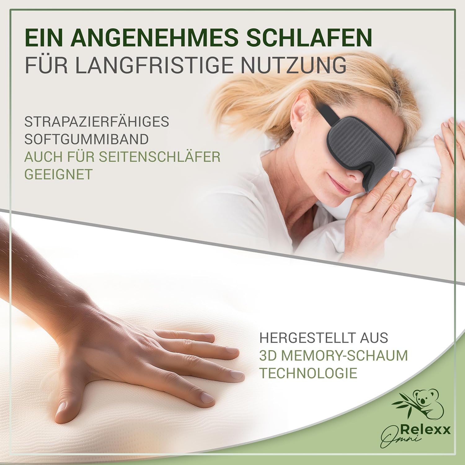 Schlafmaske für Männer und Frauen – atmungsaktive Schlafmaske – bequeme und weiche Augenmaske – lichtblockierend – Reisetasche – 3D-Aussparung für Augen – Memory-Schaum (schwarz) – Bild 6