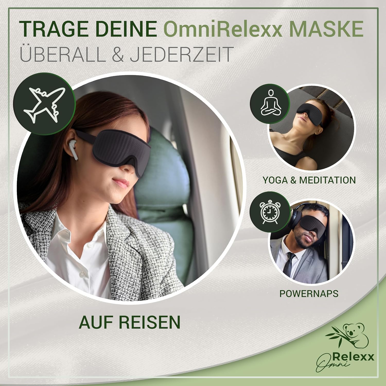 Schlafmaske für Männer und Frauen – atmungsaktive Schlafmaske – bequeme und weiche Augenmaske – lichtblockierend – Reisetasche – 3D-Aussparung für Augen – Memory-Schaum (schwarz) – Bild 7