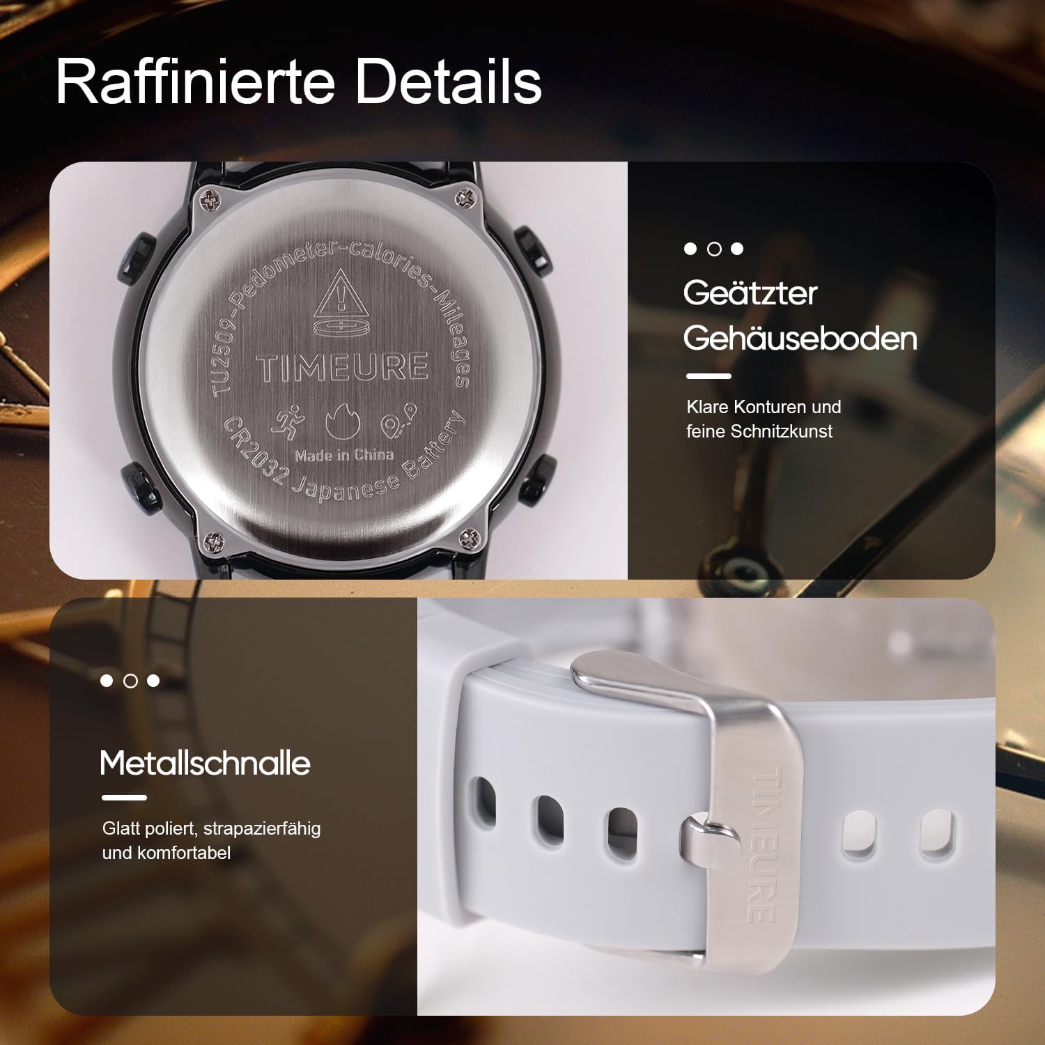 TU-2509 Schrittzähler-Uhr für Damen, Schrittzähler zum Gehen, keine App/Telefon erforderlich, wasserdichter Fitness-Kalorien-Tracker, Entfernungsmessung, Alarm, großes digitales Display, Uhr, TU-2509 – Bild 7