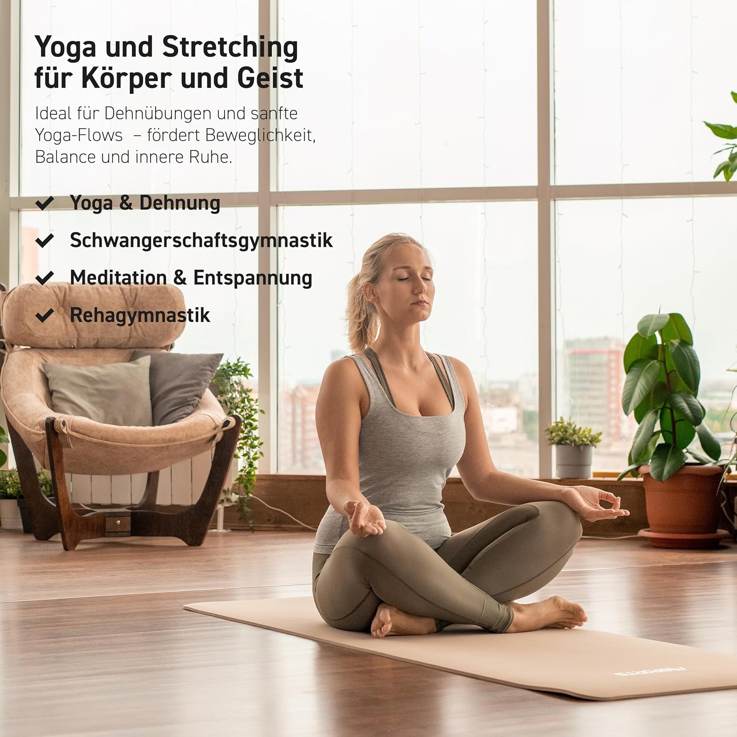 MSports Premium Gymnastikmatte inklusive Tragegurt + Übungsposter + Workout-App – hautfreundliche Fitnessmatte, 190 x 60, 80 oder 100 x 1,5 cm, verschiedene Farben, phthalatfreie Yogamatte, 190 x 60 x 1,5 cm – Bild 6