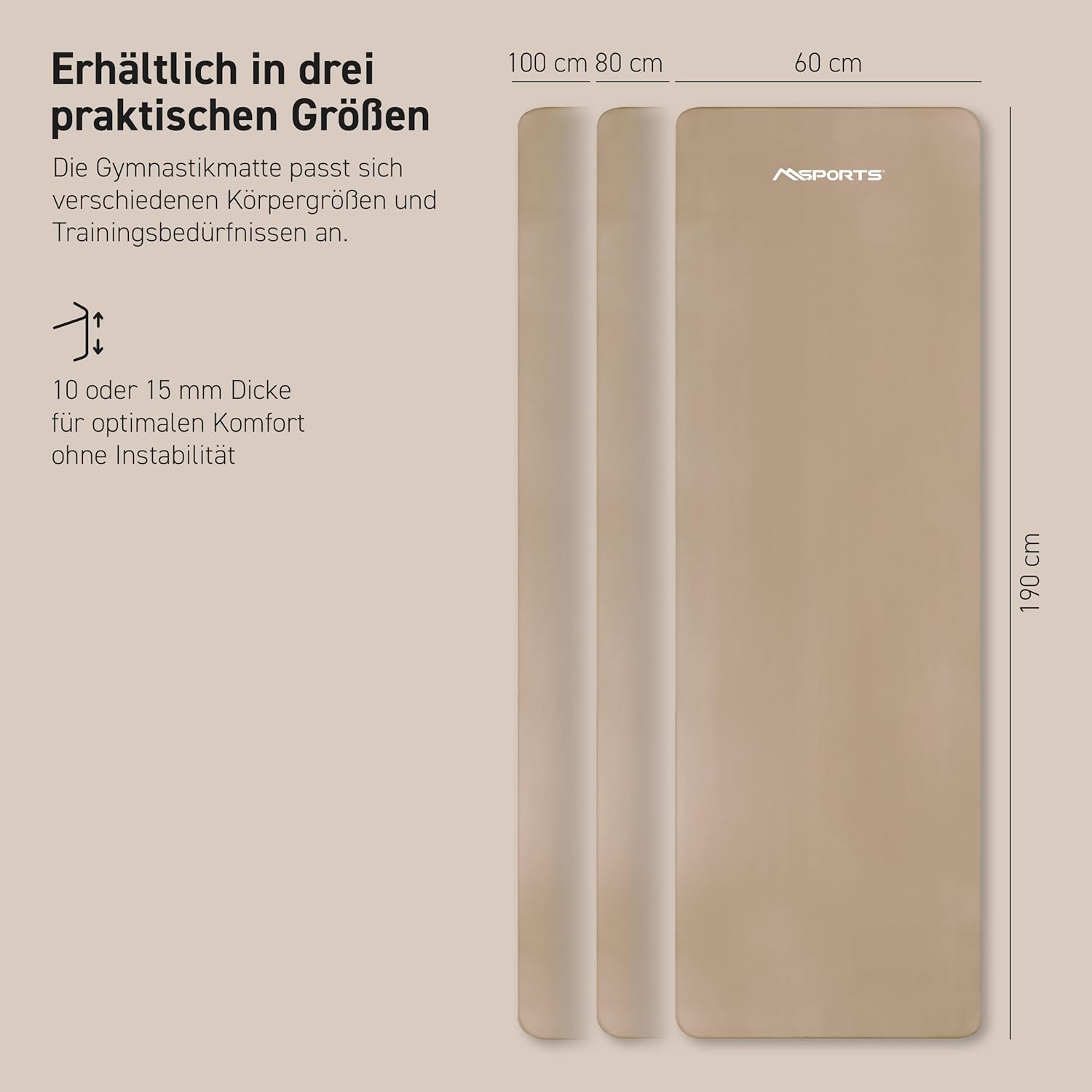 MSports Premium Gymnastikmatte inklusive Tragegurt + Übungsposter + Workout-App – hautfreundliche Fitnessmatte, 190 x 60, 80 oder 100 x 1,5 cm, verschiedene Farben, phthalatfreie Yogamatte, 190 x 60 x 1,5 cm – Bild 7