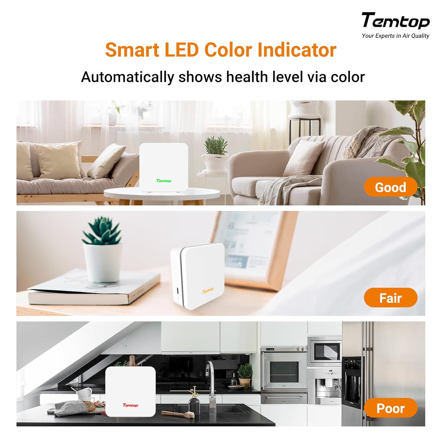 Temtop P1 Luftqualitätsmonitor – PM2,5, PM10, Temperatur und Luftfeuchtigkeit mit Echtzeit-AQI und Bluetooth-App (für Zuhause, Büro, Auto). – Bild 7