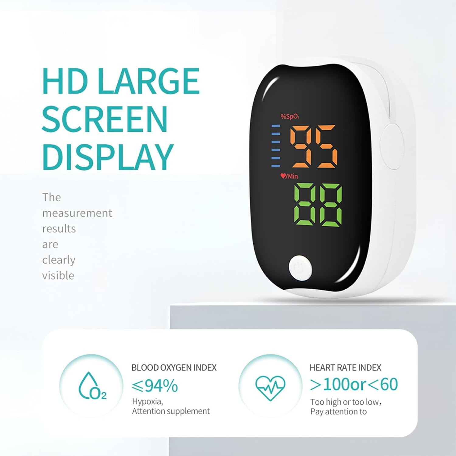 Fingerpulsoximeter Sport, SpO₂ & Pulsfrequenzmesser mit OLED-Display, tragbar für Training, Wandern und Freizeit (Schwarz, 1 Stück) – Bild 3