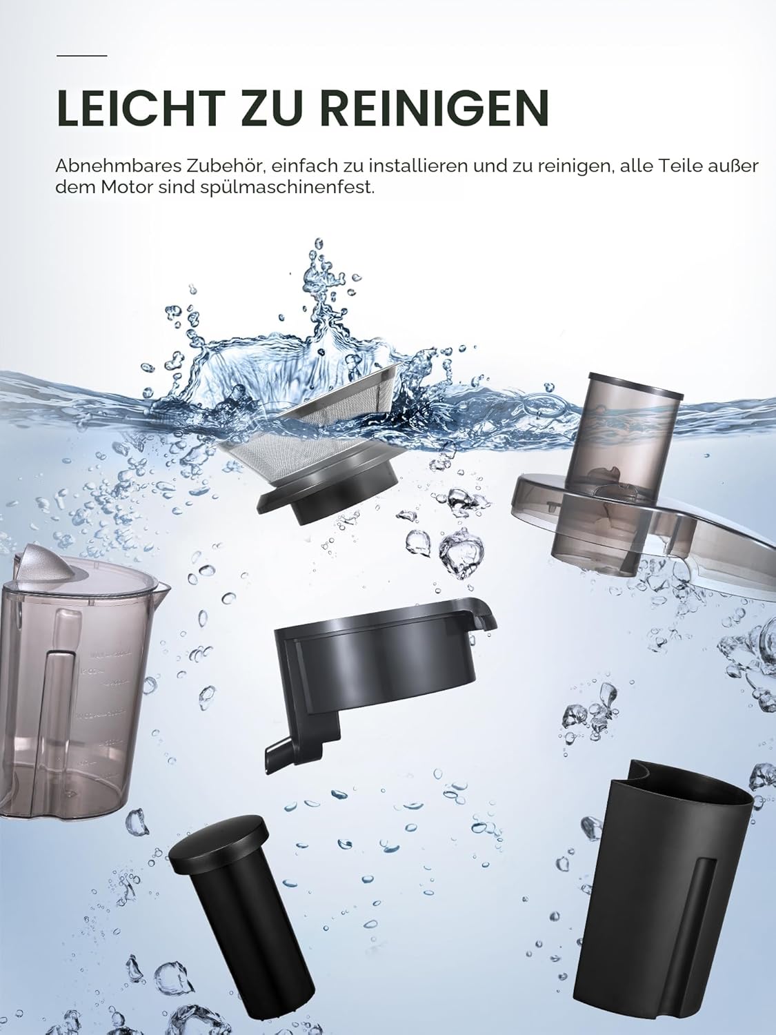 Entsafter für Gemüse und Obst, Zentrifugal 72 mm Einfüllöffnung, 800 W stabile Leistung, schnelles Entsaften, Zentrifugal, leicht zu reinigen mit Bürste, BPA-frei (schwarz, 800 W) – Bild 4