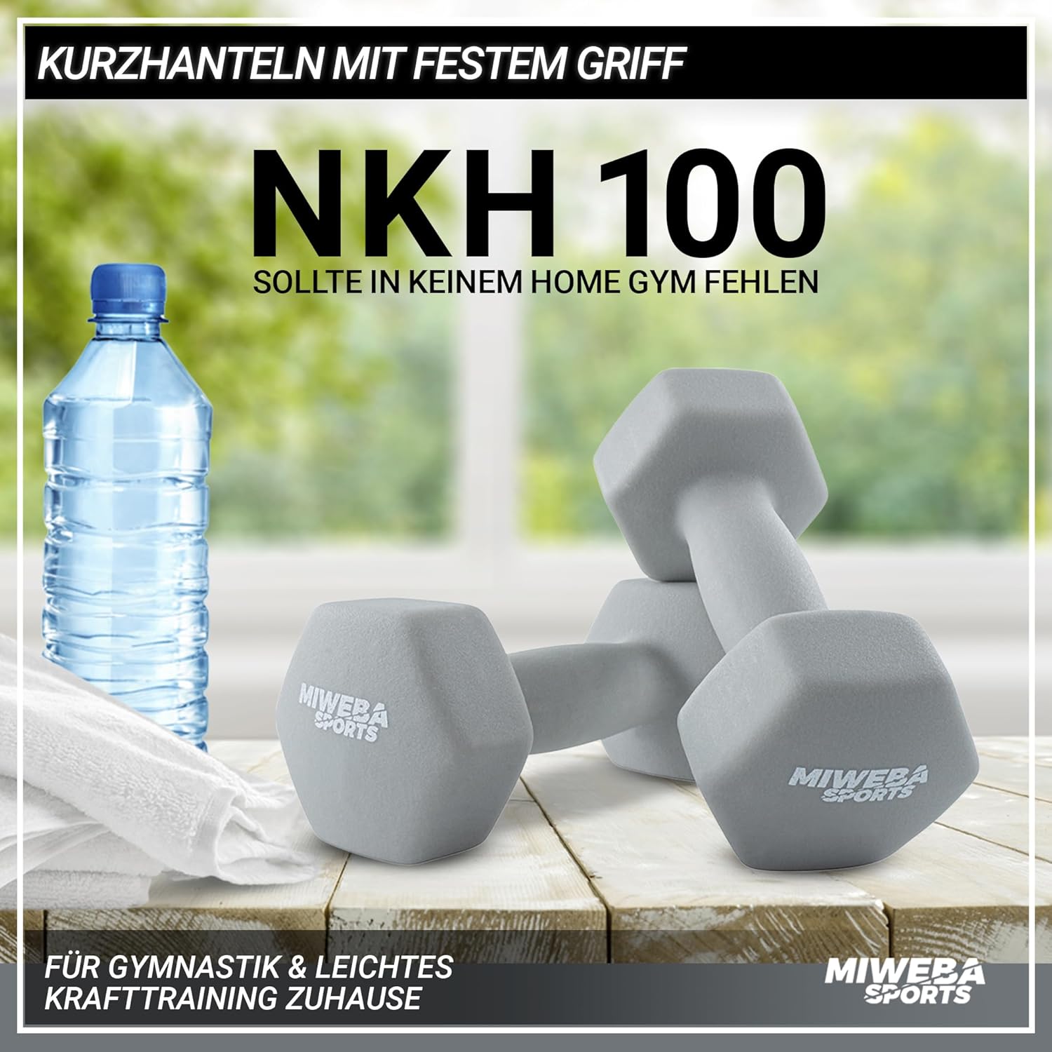 Miweba Sports Neopren-Hantel-Set (NKH100), Profi-Hanteln, 0,5–10,0 kg, Hexagon-Hanteln-Set, Gymnastik-Hanteln – Bild 2