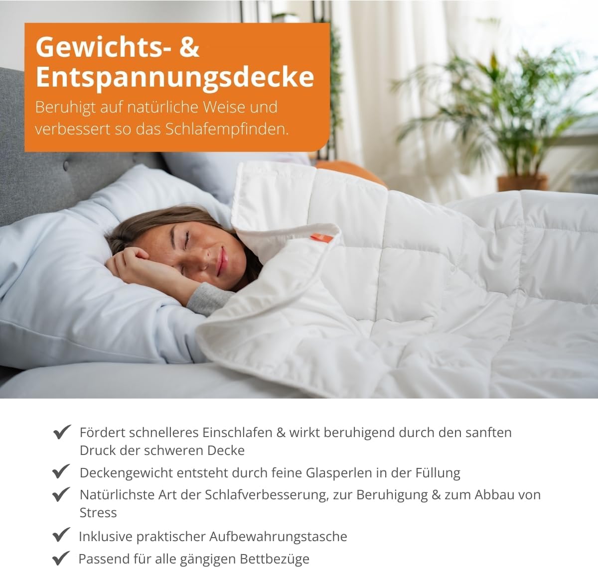 sleepling Gewichtsdecke 155 x 220, 4 kg, Therapiedecke Erwachsene, Entspannungsdecke gegen Stress und Schlafstörungen, Gewichtsdecke, schwere Decke mit Glasperlenfüllung, hergestellt in der EU – Bild 3