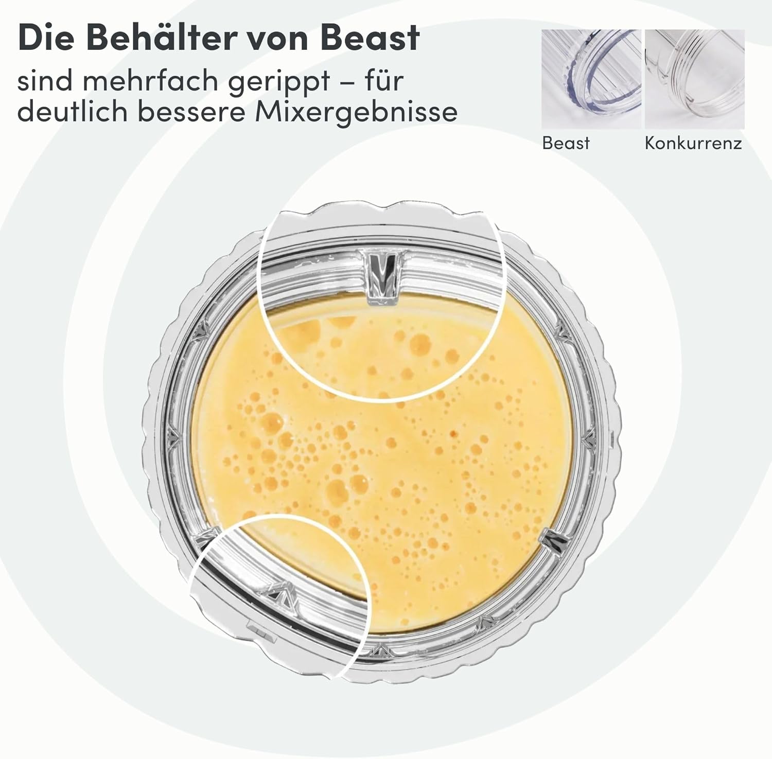 BEAST Standmixer 1200 W – Smoothie Maker Hochleistungsmixer mit 3 Tritan-Rührbechern – 1200 ml – To-go-Trink- und Aufbewahrungsdeckel – Mixer für Smoothies, Eis und Shakes – Bild 7