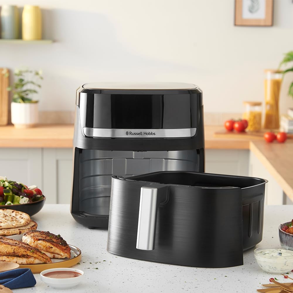 Russell Hobbs SatisFry 27621-56 Heißluftfritteuse XL 5,5 L Rapid AirFryer (kompaktes Gehäuse, sehr leise) (9 Programme, spülmaschinenfest, Fritteuse ohne Öl, Touchscreen, Grillen, Backen) – Bild 2