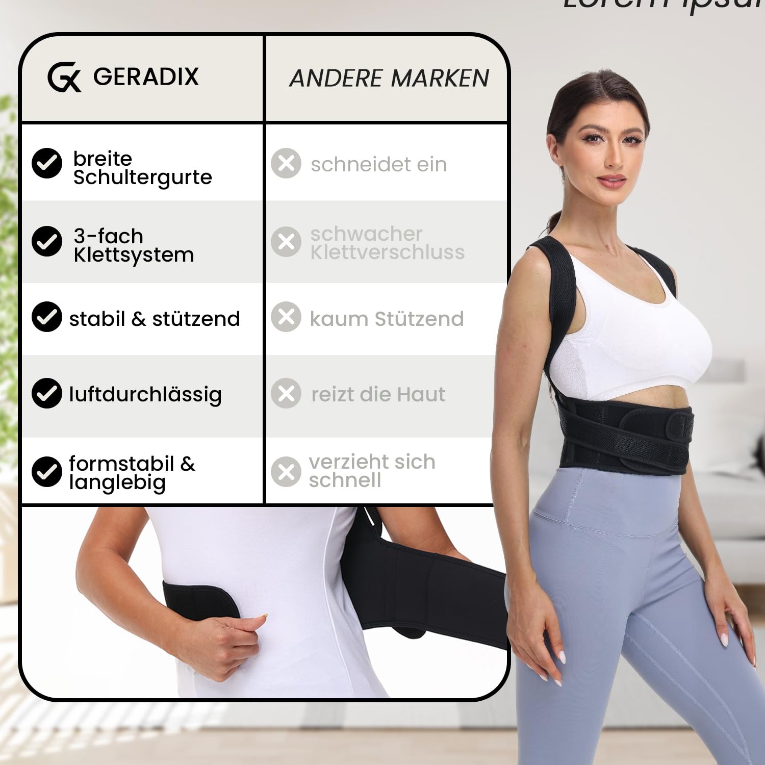 Haltungskorrektur für Männer und Frauen, Rückenstützgürtel, Haltungskorrektur, verstellbarer Haltungstrainer, Rückengurt für Schulter, Nacken (L) – Bild 3