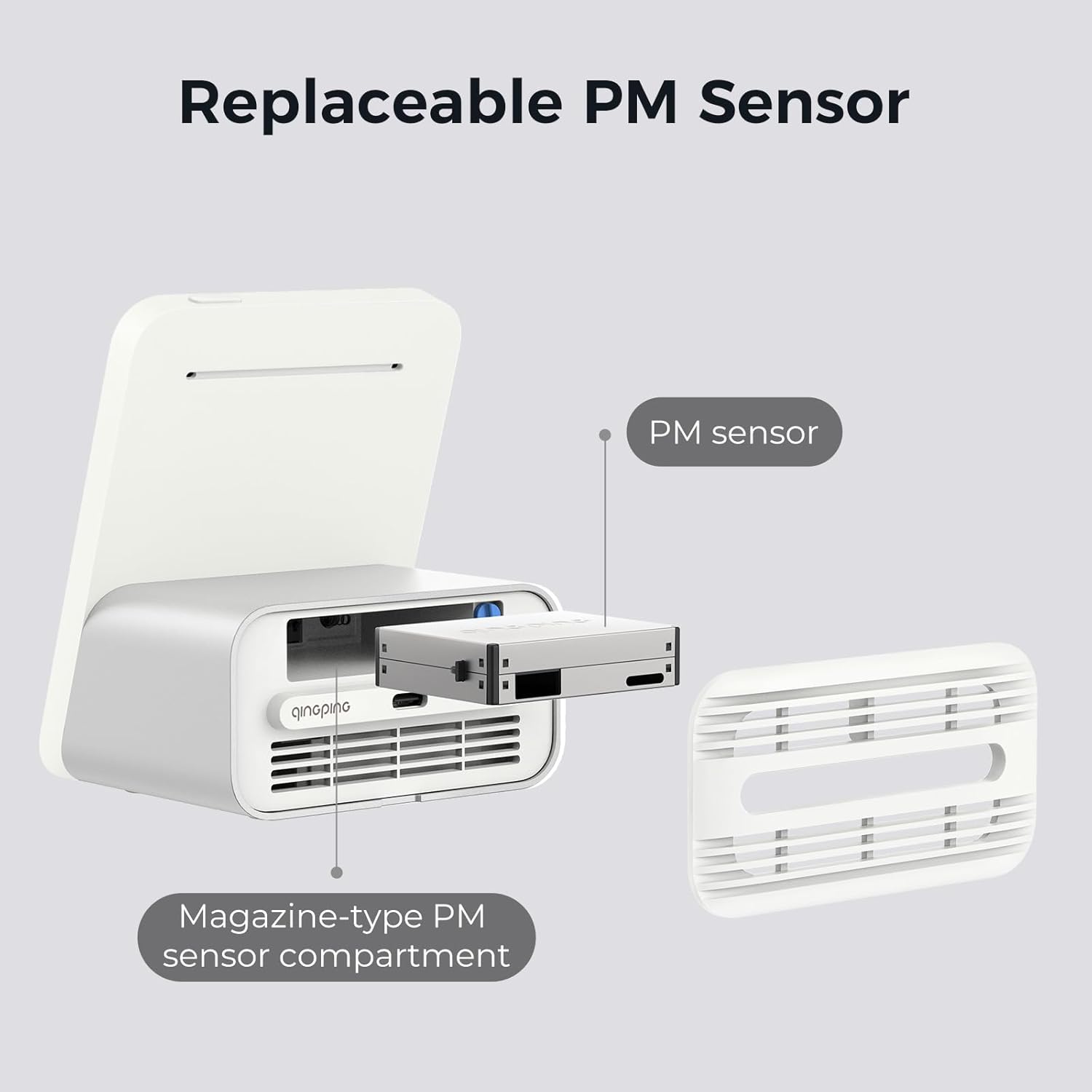 Qingping Luftqualitätsmonitor Gen 2, Luftqualitätsmonitor für den Innenbereich, erkennt PM2,5, CO2, PM10, Lärm, Temperatur und Luftfeuchtigkeit, CO2-Messgerät, verbesserte Weckerfunktion, Luftqualitätstester – Bild 4