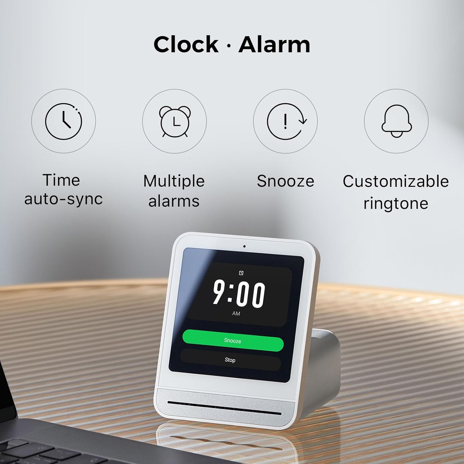 Qingping Luftqualitätsmonitor Gen 2, Luftqualitätsmonitor für den Innenbereich, erkennt PM2,5, CO2, PM10, Lärm, Temperatur und Luftfeuchtigkeit, CO2-Messgerät, verbesserte Weckerfunktion, Luftqualitätstester – Bild 9