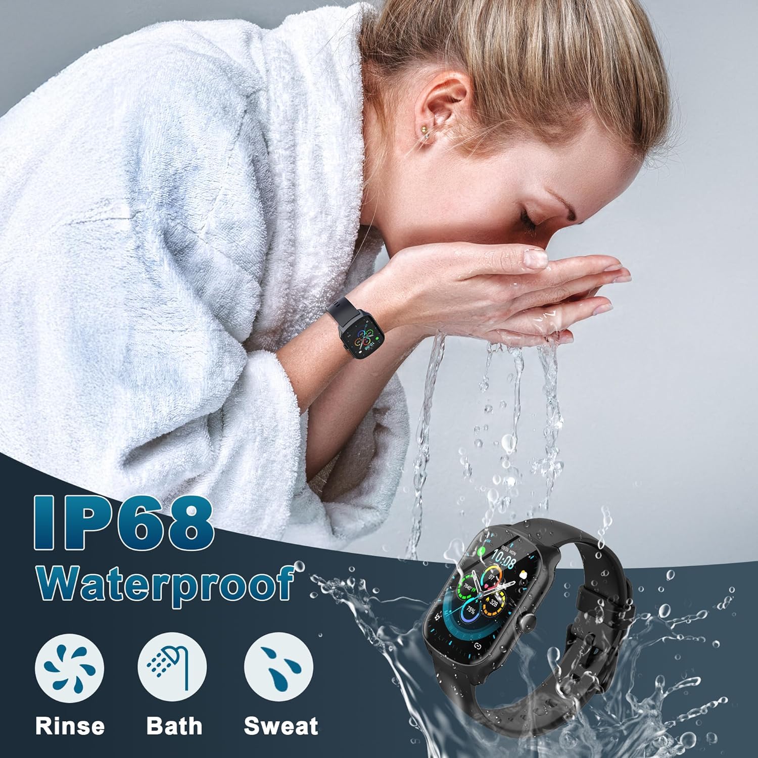 STECEi Smartwatch Herren Damen 1,95 Zoll Fitnessuhr mit Telefonfunktion, Smartwatch 100+ Sportmodi, IP68 wasserdicht, Fitness-Tracker mit Schrittzähler, Herzfrequenzmesser und Schlafmonitor für iOS und Android – Bild 7