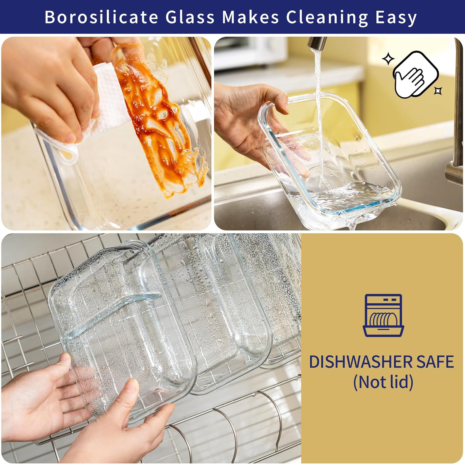 MFY 10er-Set (1040 ml & 400 ml) Glasbehälter mit Deckel-Set, Meal-Prep-Boxen, Lebensmittel-Aufbewahrungsbehälter aus Glas mit Deckel, BPA-freie Glasgefäße, mikrowellen-, ofen-, gefrier- und spülmaschinenfest, grau – Bild 6