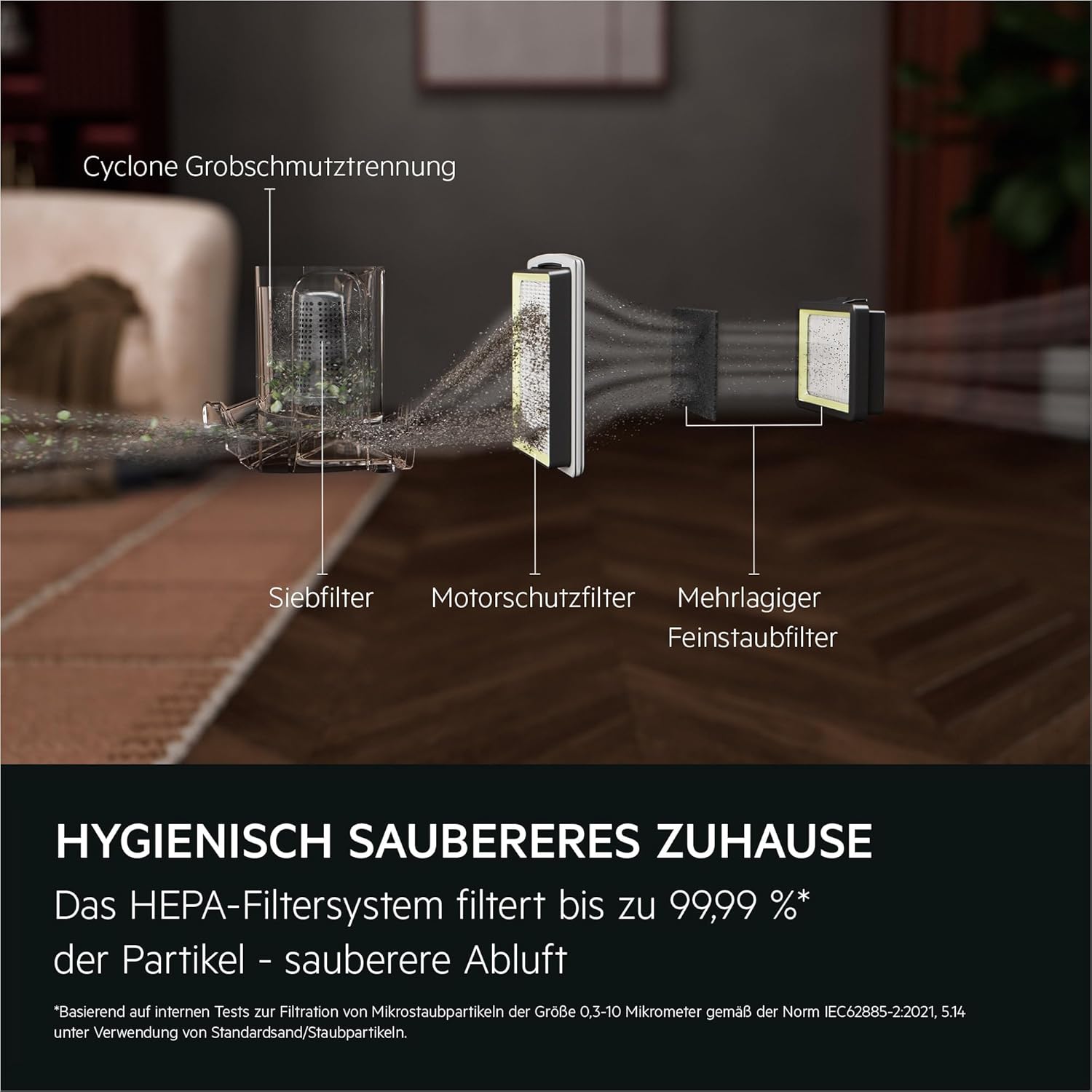 AEG Clean 5000 Staubsauger ohne Beutel, Bodenstaubsauger für alle Bodenflächen, Zubehör, 1000 Watt, 9 m Aktionsradius, 2 L Staubbehälter, 60 % recyceltes Material, waschbarer HEPA-Filter, dunkelrot, AL51C1DRF – Bild 6