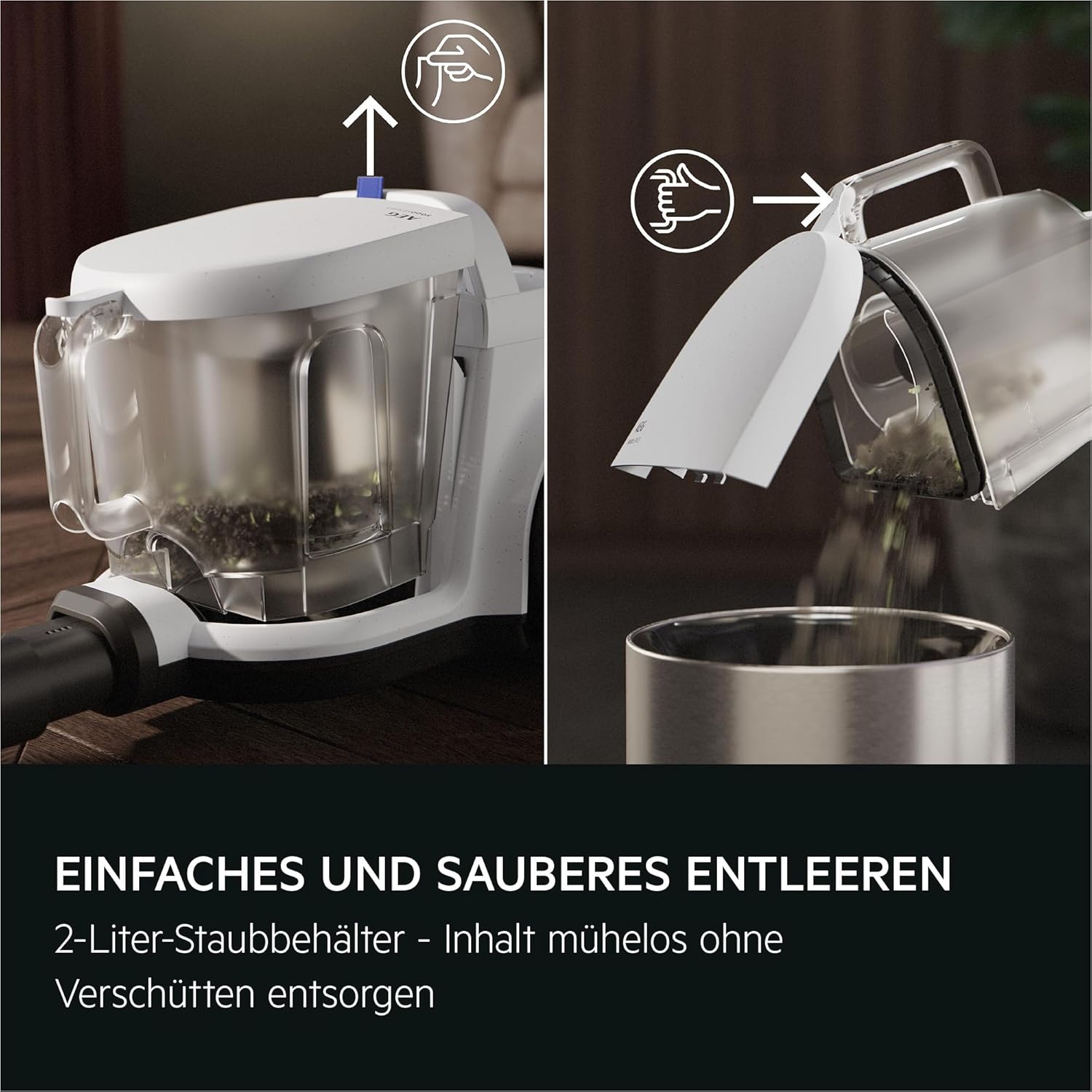 AEG Clean 5000 Staubsauger ohne Beutel, Bodenstaubsauger für alle Bodenflächen, Zubehör, 1000 Watt, 9 m Aktionsradius, 2 L Staubbehälter, 60 % recyceltes Material, waschbarer HEPA-Filter, dunkelrot, AL51C1DRF – Bild 7