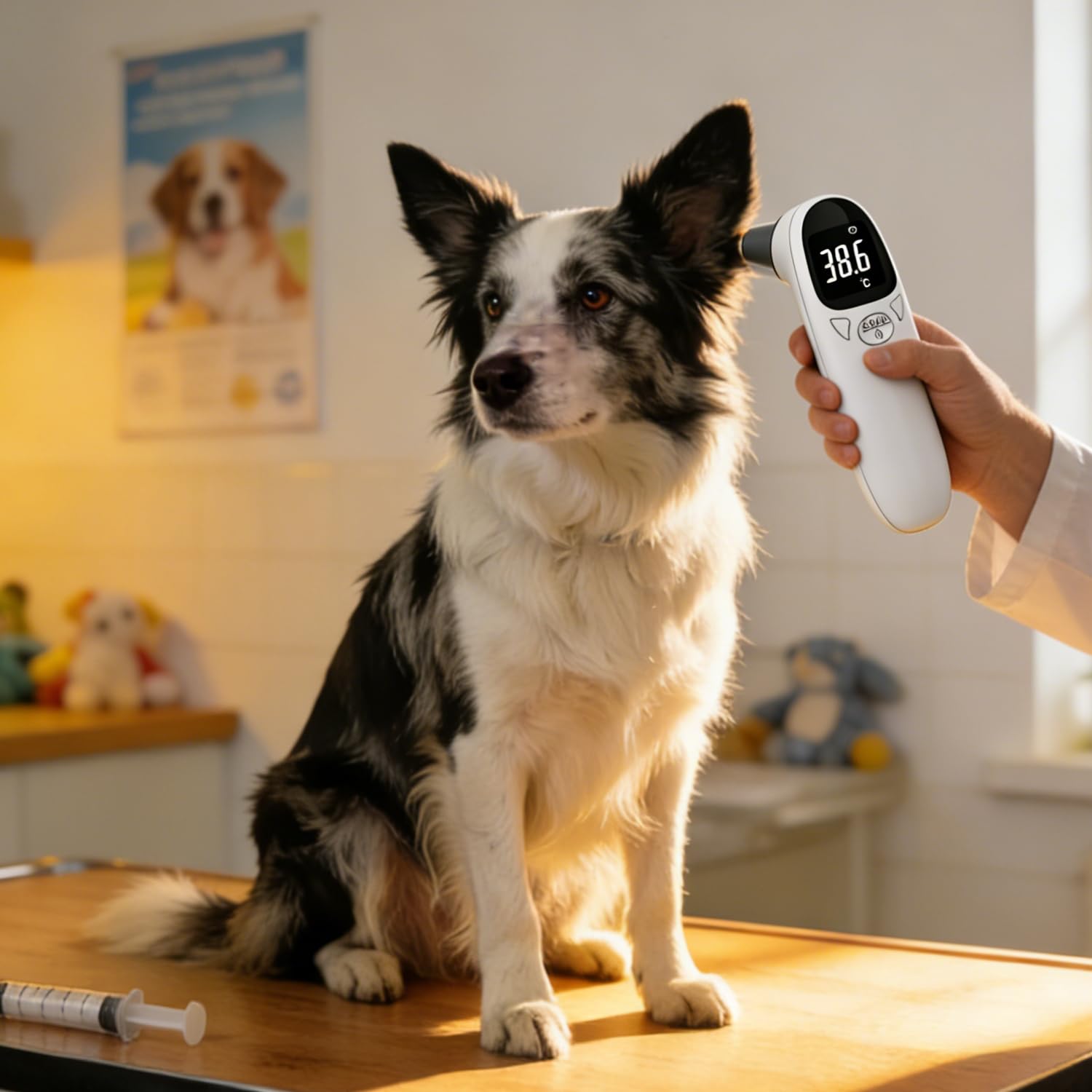 Ohrthermometer Hund, Fieberthermometer Ohr Hund mit LED-Anzeige, Digitales Haustierthermometer für Hunde und Katzen, 12,8 x 3,9 cm Tragbares Ohrthermometer für Katzen, Hunde, Kühe, Ferd (Weiß) – Bild 7