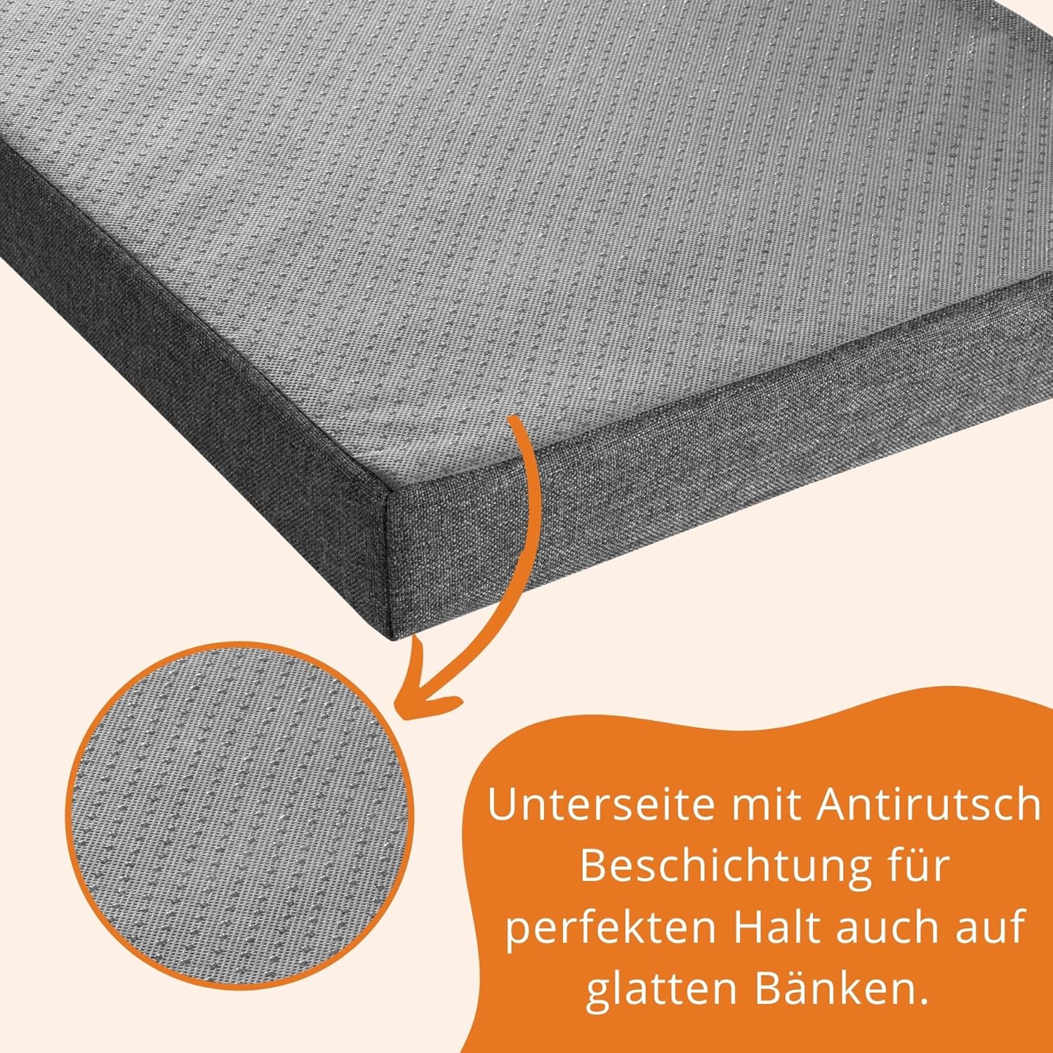 sleepling Bankauflage, Dunkelgrau, 110 x 40 cm, Bankauflage, Sitzkissen für Fensterbank, waschbarer Bezug, rutschfeste Unterseite, hergestellt in der EU – Bild 3