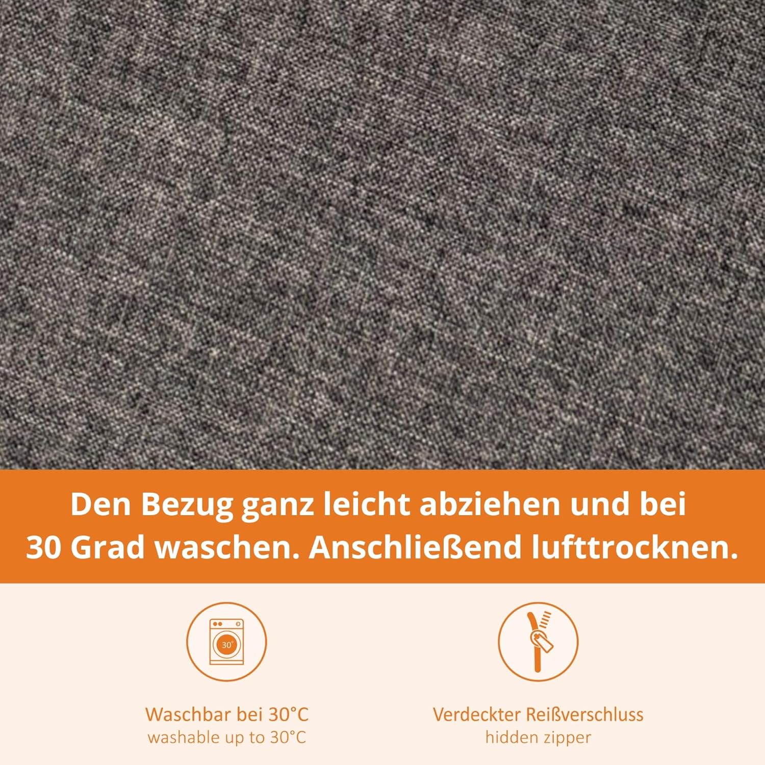 sleepling Bankauflage, Dunkelgrau, 110 x 40 cm, Bankauflage, Sitzkissen für Fensterbank, waschbarer Bezug, rutschfeste Unterseite, hergestellt in der EU – Bild 4