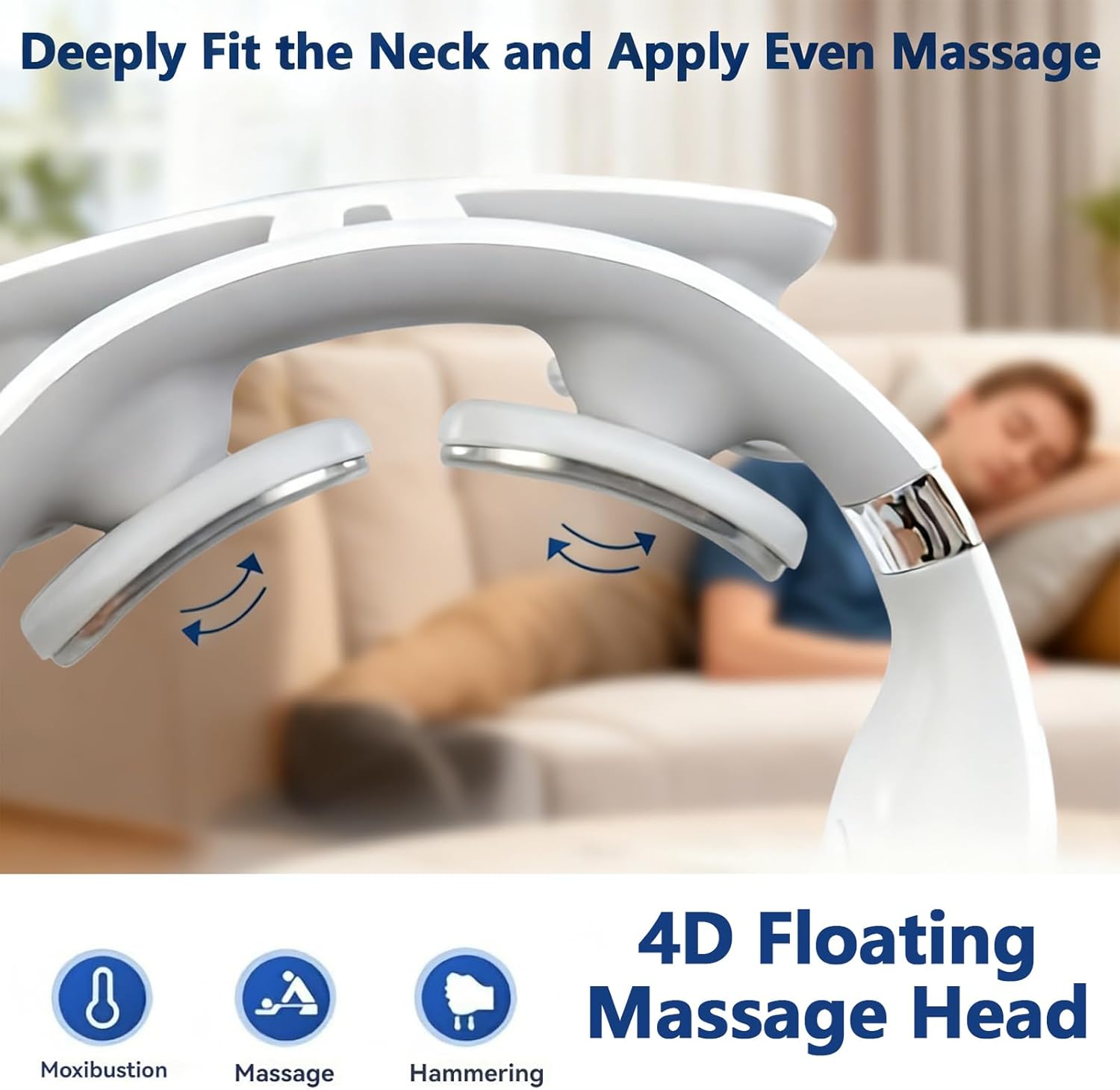 Elektrisches Nackenmassagegerät mit Impulsen, Nacken- und Schultermassagegerät mit Heizmodi, 6 Massage, 16 einstellbare Leistungsstufen, 4 Kopfmassage für Büro, Zuhause, Reisen (1 Stück) – Bild 5