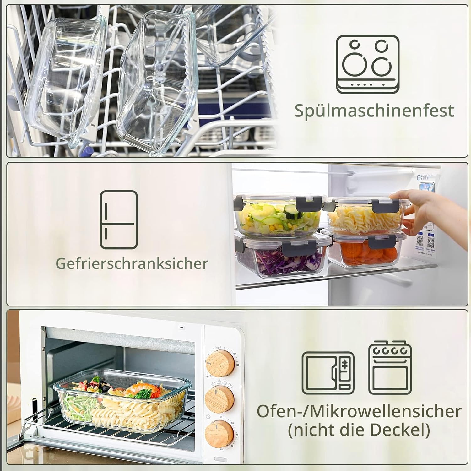 M MCIRCO Glas-Vorratsbehälter für Lebensmittel, Set aus Glas-Mahlzeitenbehältern, 625 ml, 10 Stück – Bild 4
