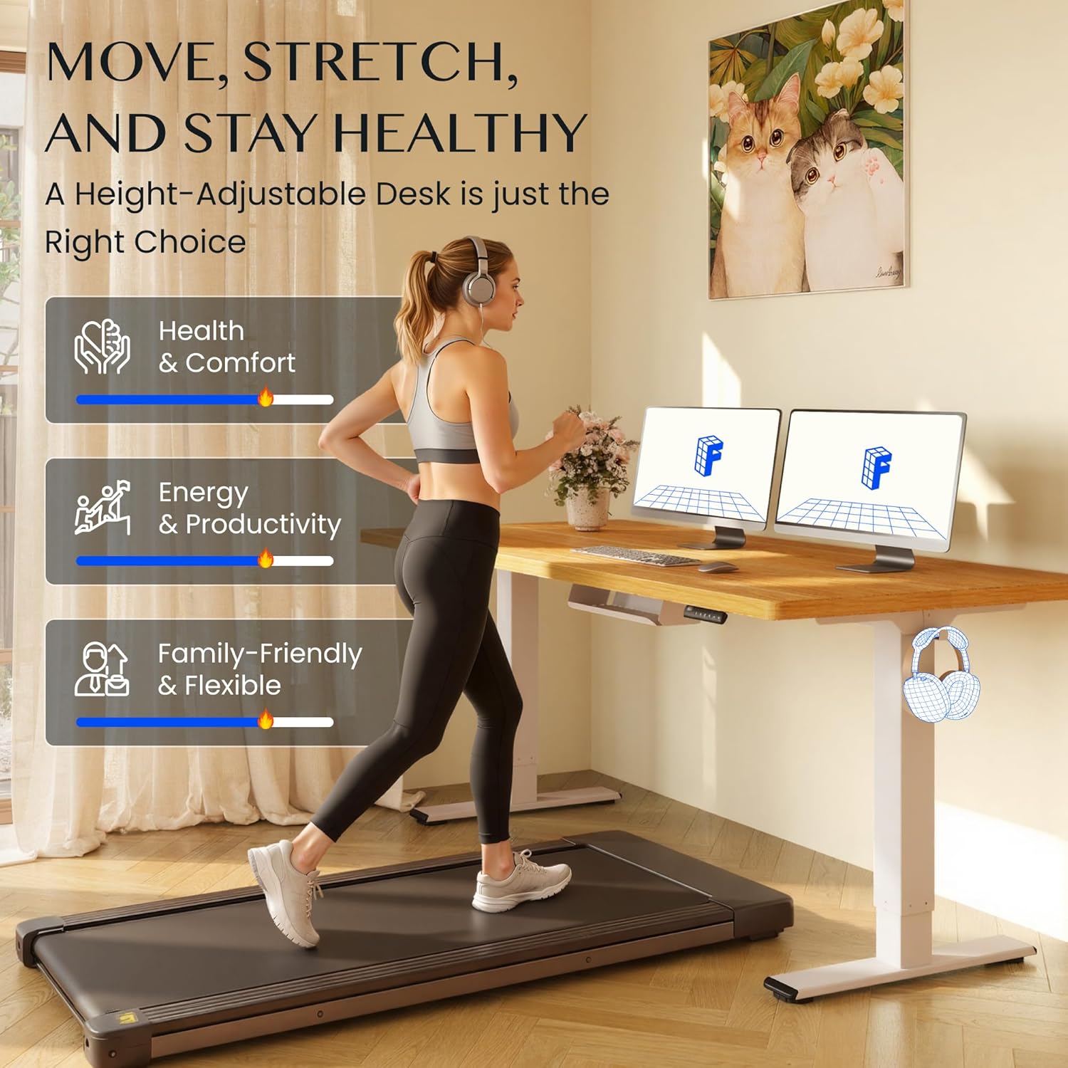 FLEXISPOT höhenverstellbarer Schreibtisch mit 2 Motoren, 25 mm einteilige Tischplatte, ergonomischer Bürotisch, 120 x 80 cm, weiß, weißes Gestell – Bild 11