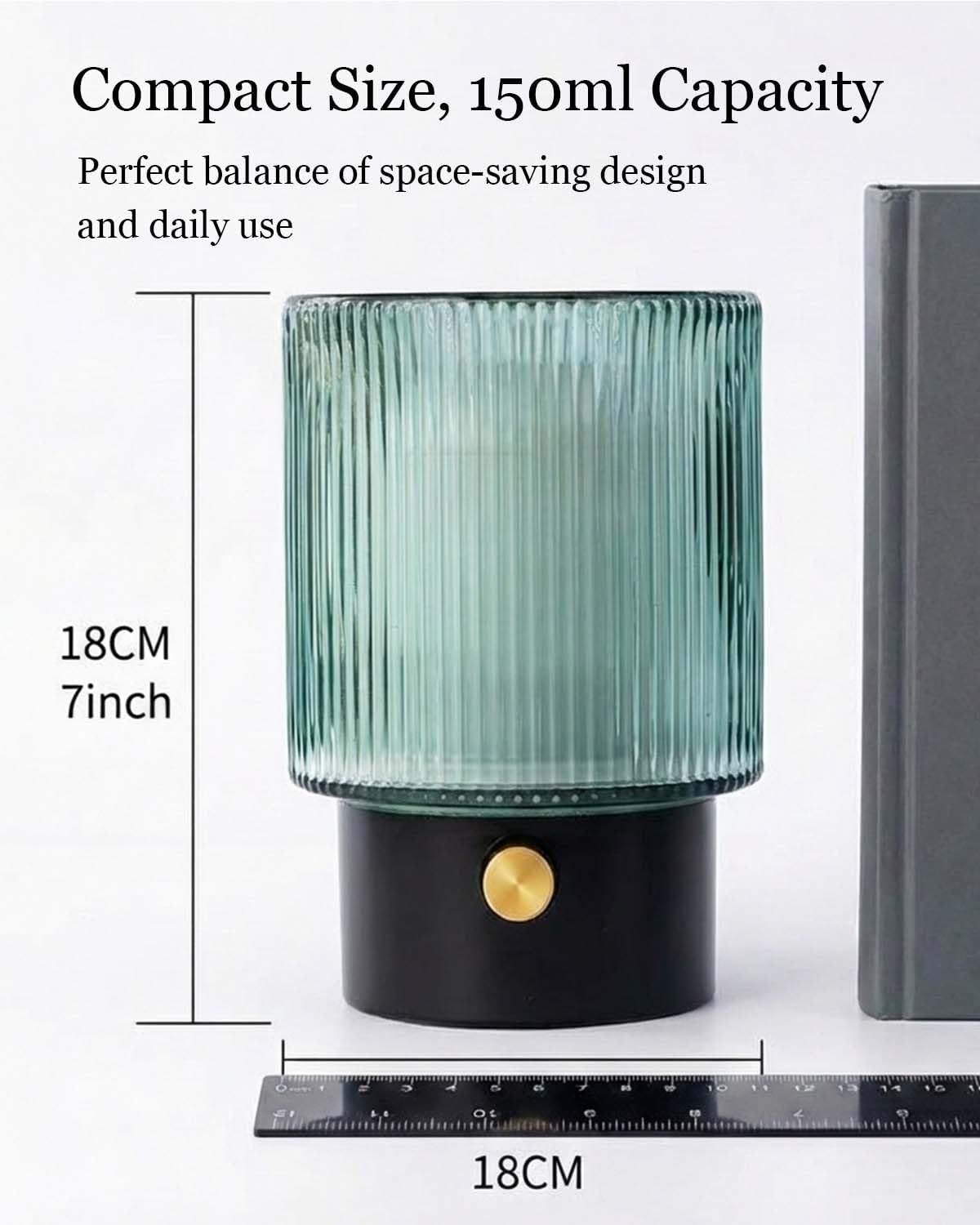 MULIN Aroma-Diffusor 100 ml, mundgeblasener Glas-Duftöl-Diffusor, leiser Ultraschall-Aromatherapie-Diffusor für ätherische Öle, 7-Farben-LED-Licht, BPA-frei, für den Heimgebrauch – Bild 3