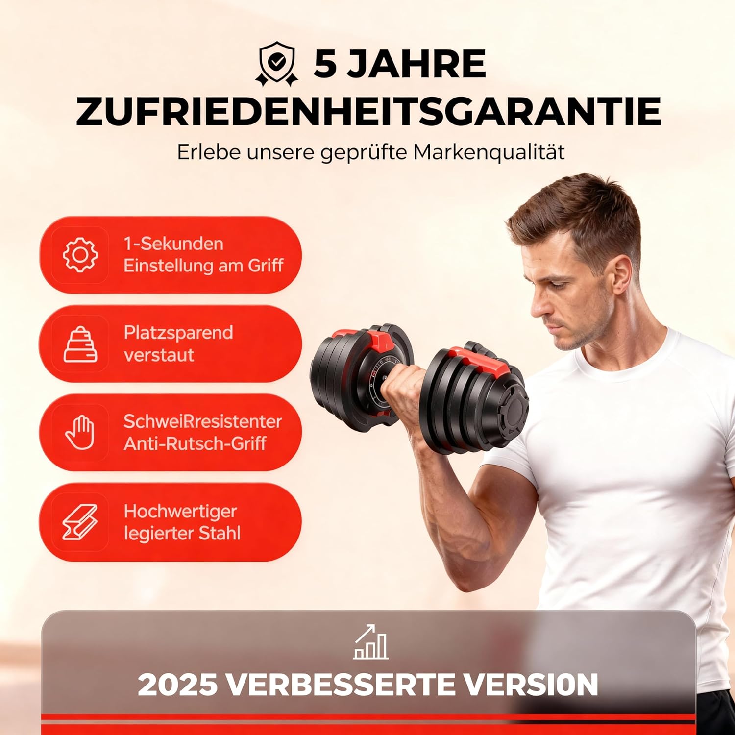SPORTSCHMIEDE Verstellbare Hanteln (Easy Switch) Hantelset für Männer und Frauen – Ideal für Krafttraining & Fitness, Hantelset, Hanteln für Zuhause – Auch als 3-in-1 – Home Gym – Bild 2