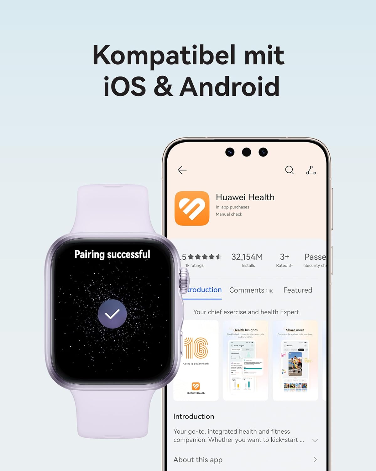 HUAWEI Watch FIT 5 Smartwatch, GPS, 1,82-Zoll-Display, Sportuhr mit Schlaf-Tracker, NFC-Zahlung, Sturzerkennung, Gesundheitsmanagement, bis zu 10 Tage Akku, 5 ATM, für iOS & Android, 100+ Workouts – Bild 9