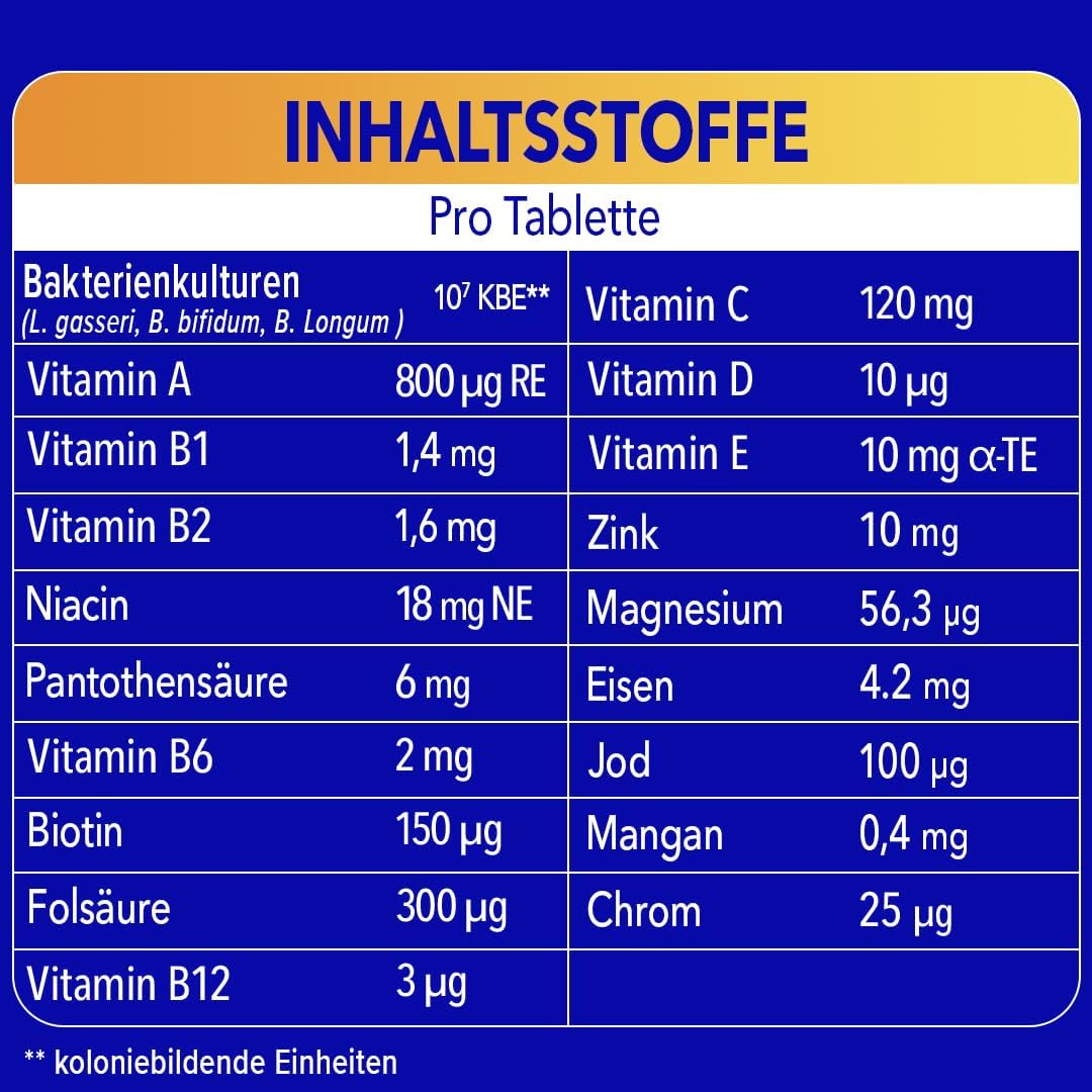 Bion3 Immune (1) Tabletten, Multivitamin-Nahrungsergänzungsmittel zur Immununterstützung (1) mit Vitamin C, Vitamin D, Zink & Eisen, sowie Bakterienkulturen, 90 Tabletten, 1 Monatsvorrat – Bild 7