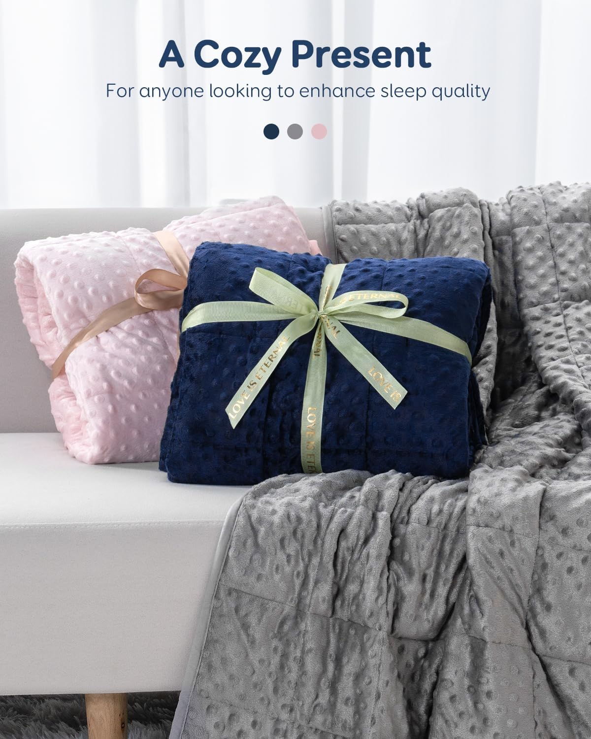 Sivio Minky Dot schwere Decke für Erwachsene, Queen-Size-Größe 9 kg, weiche, kuschelige Gewichtsdecke für Entspannung und besseren Schlaf, atmungsaktive Jahresdecke mit Glasperlen, grau, 150 x 200 cm – Bild 6