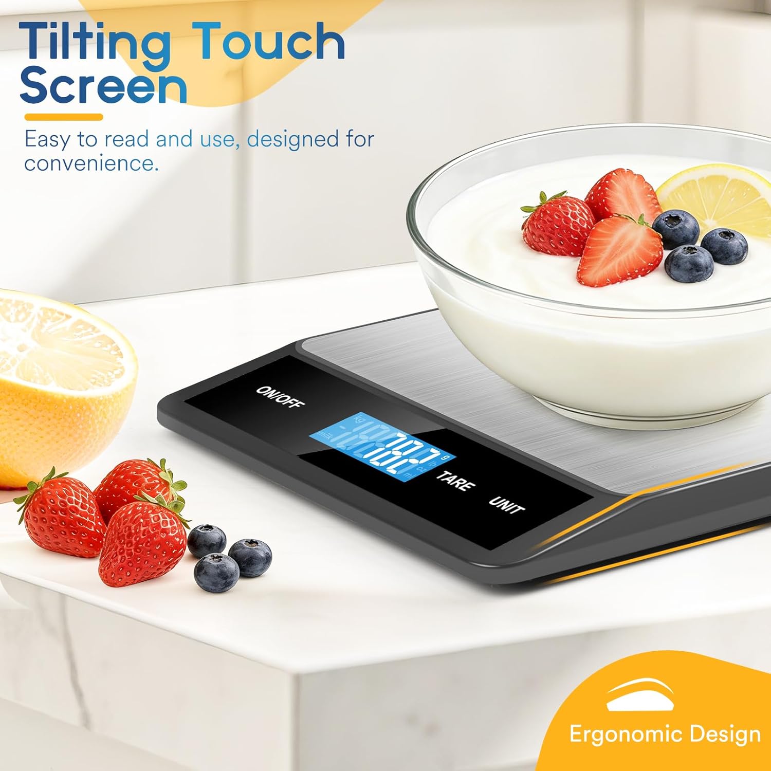 Zivacate 5 kg Digitale Küchenwaage, 1 g Präzision, Küchenwaage mit LCD-Display, große Wiegefläche aus Edelstahl, 6 Einheiten mit Wiegefunktion, für Küche, Kochen, Backen, Zuhause und Büro – Bild 4