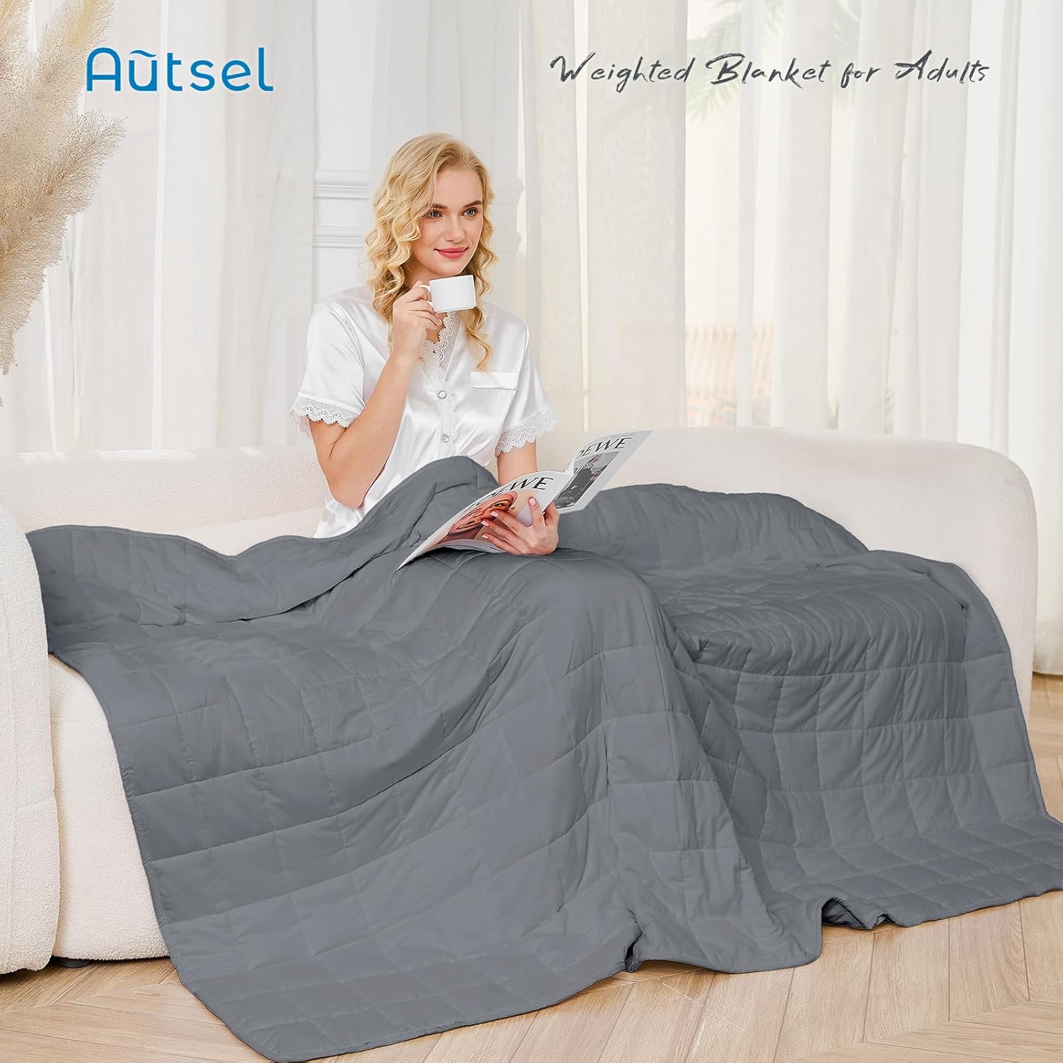 Gewichtsdecke 7 kg 155 x 220 cm, Gewichtsdecke für Erwachsene für Tiefschlaf, schwere Decke, Anti-Stress-Therapiedecke, Entspannungsdecke – Bild 7
