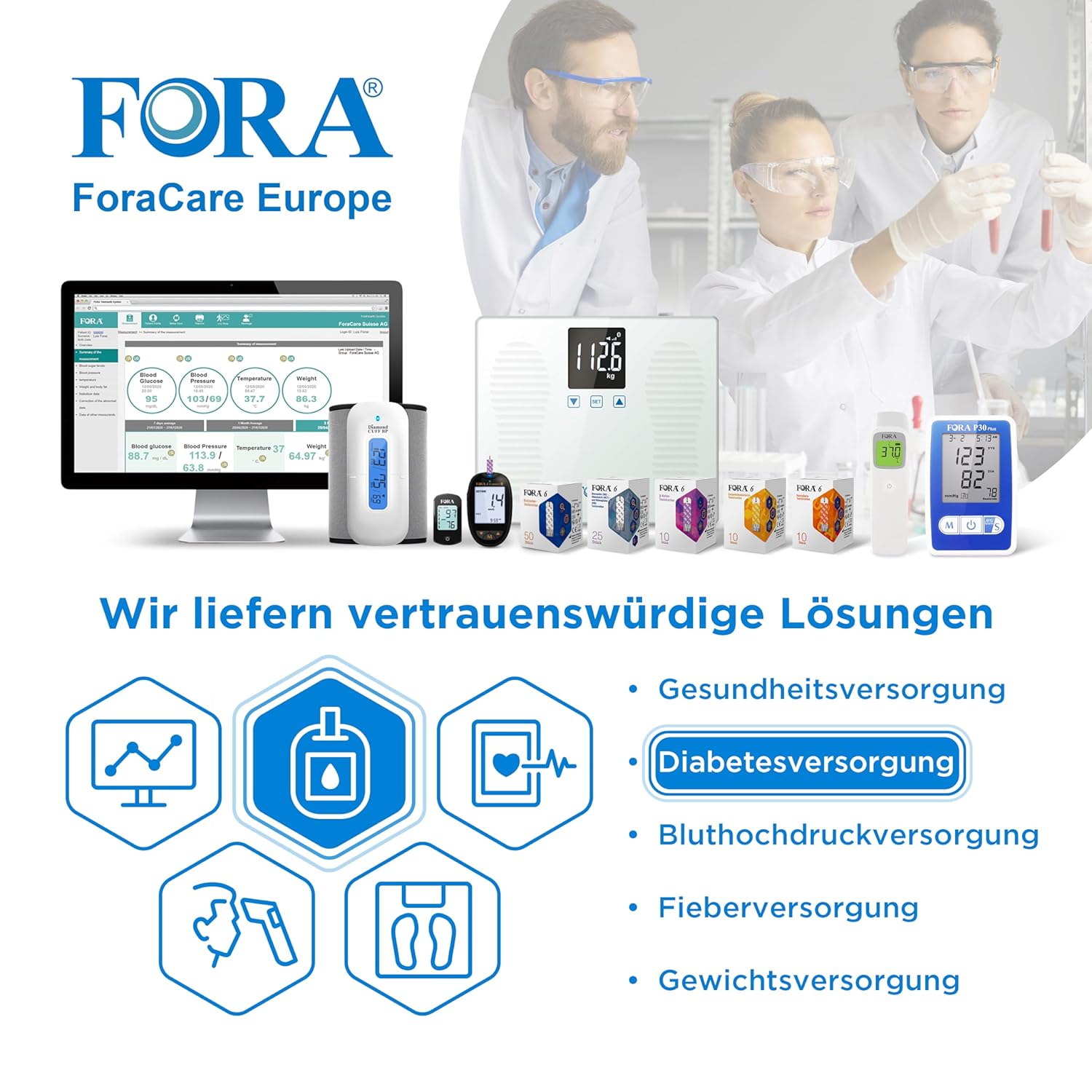 FORA 6 Connect Bluetooth-Blutzuckermessgerät mit Blutzucker-Teststreifen (50 Stück) – Bild 7
