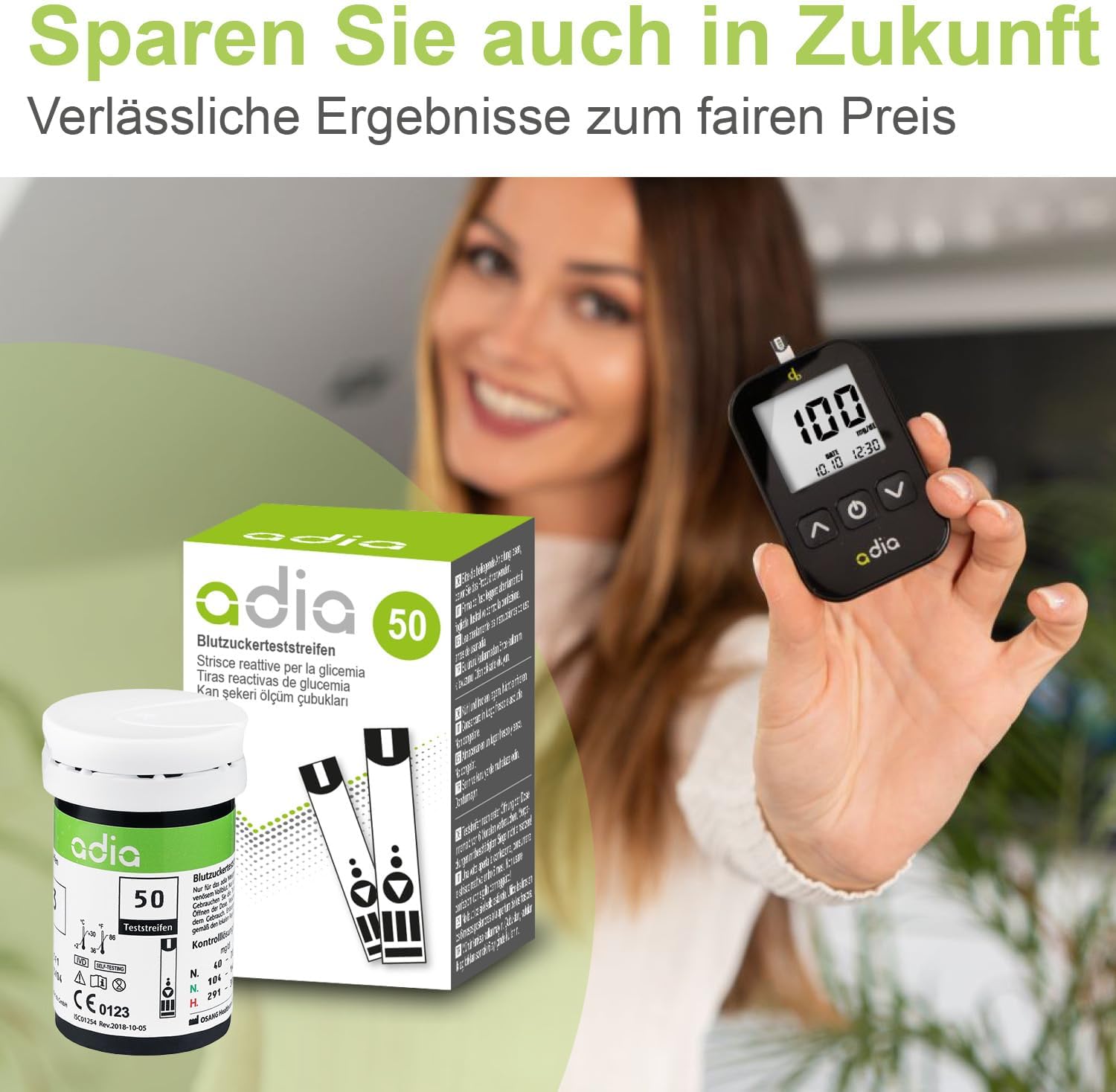 adia Blutzucker-Teststreifen – 50 Stück – Die günstige und einfache Blutzuckermessung zur Blutzuckerkontrolle bei Diabetes – Bild 2