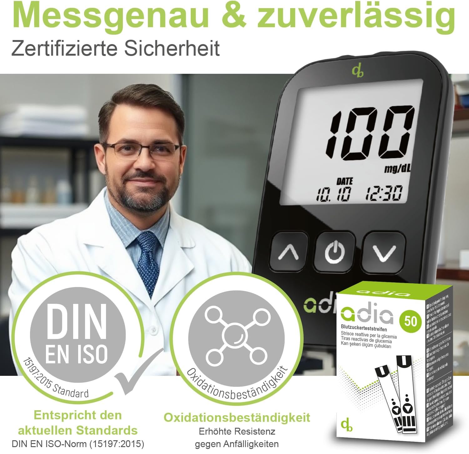 adia Blutzucker-Teststreifen – 50 Stück – Die günstige und einfache Blutzuckermessung zur Blutzuckerkontrolle bei Diabetes – Bild 5