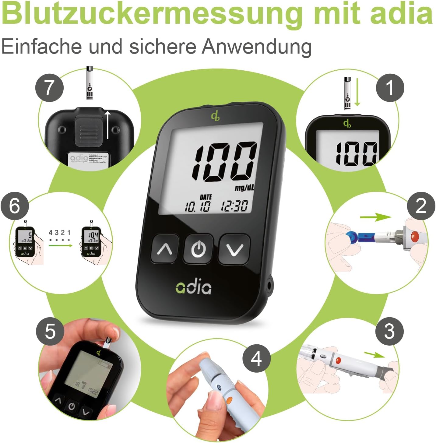 adia Blutzucker-Teststreifen – 50 Stück – Die günstige und einfache Blutzuckermessung zur Blutzuckerkontrolle bei Diabetes – Bild 6