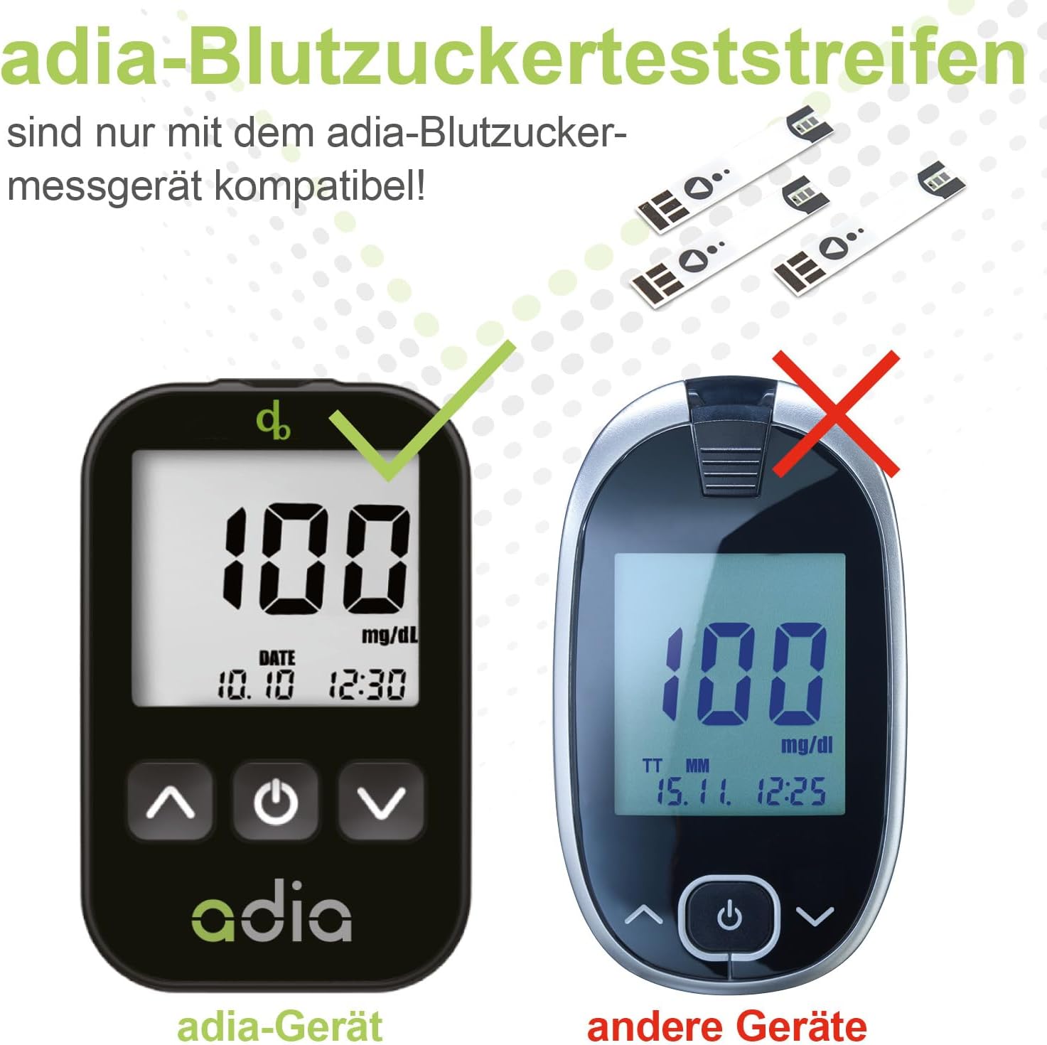 adia Blutzucker-Teststreifen – 50 Stück – Die günstige und einfache Blutzuckermessung zur Blutzuckerkontrolle bei Diabetes – Bild 7