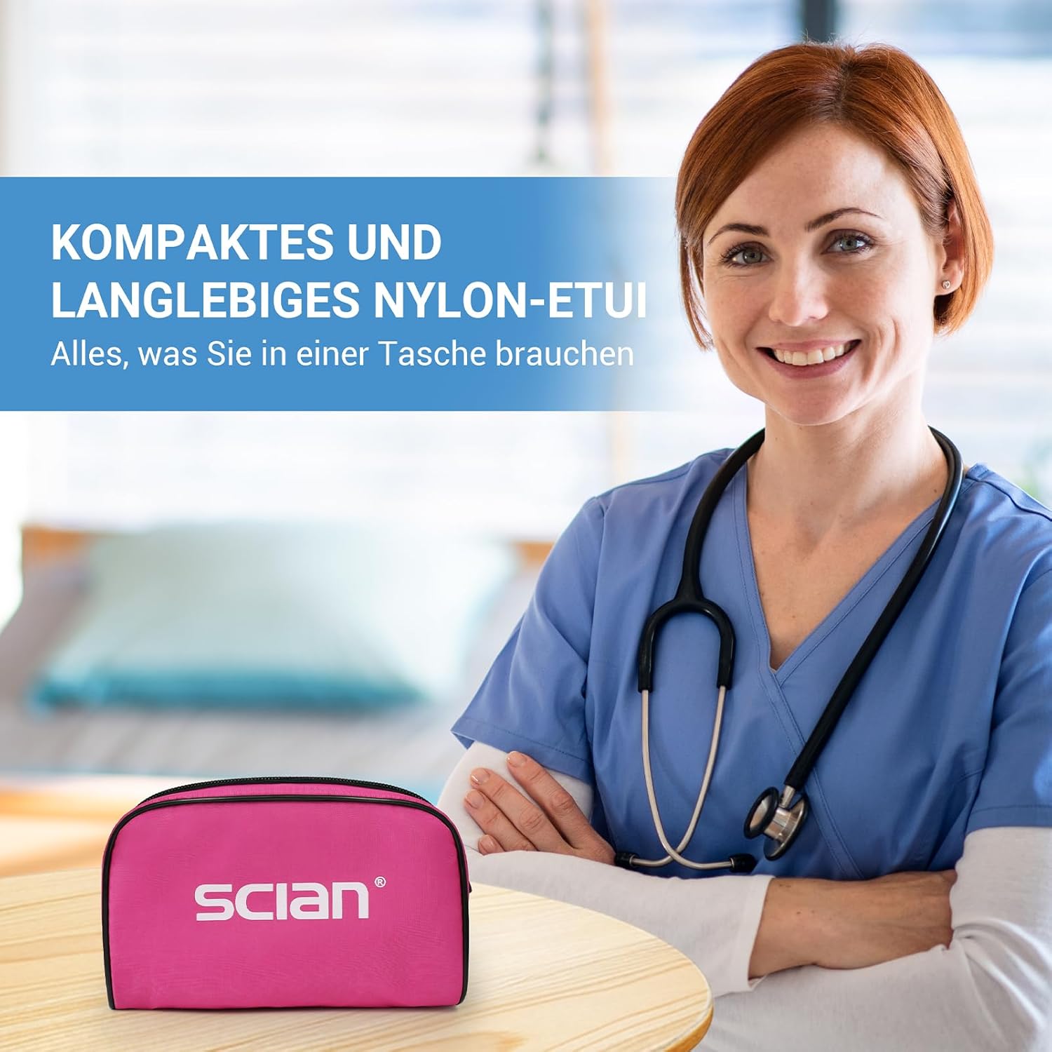 SCIAN Manuelles Blutdruckmessgerät mit europäischer Blutdruckmanschette (22–42 cm) und D-Ring + Tragetasche für Krankenschwestern, Ärzte, Senioren, Erwachsene, Pink – Bild 7