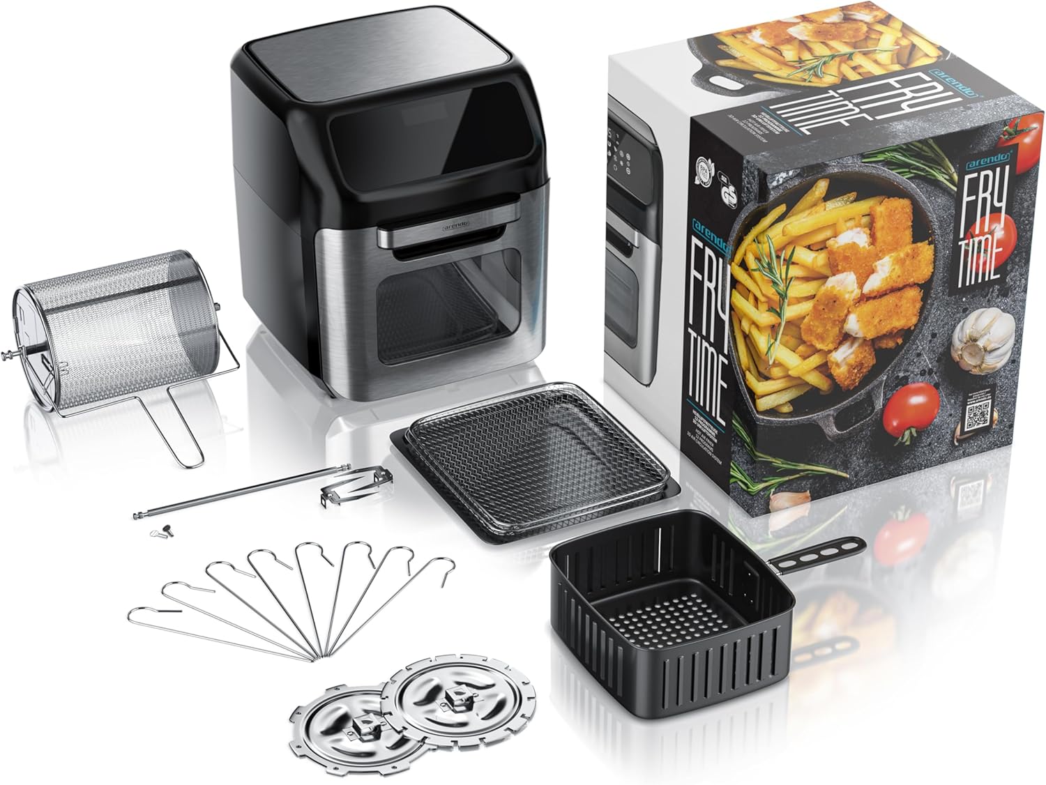 Arendo – 4-in-1-Heißluftfritteuse 12 Liter – Grill – Dörrgerät – Ofen – Heißluftfritteuse – LED-Touchscreen – einfach und sauber – Fritteusen-Rotationsgrill ohne Öl – Konvektion – Pizza-Hähnchen-Chips – BPA-frei – Bild 7