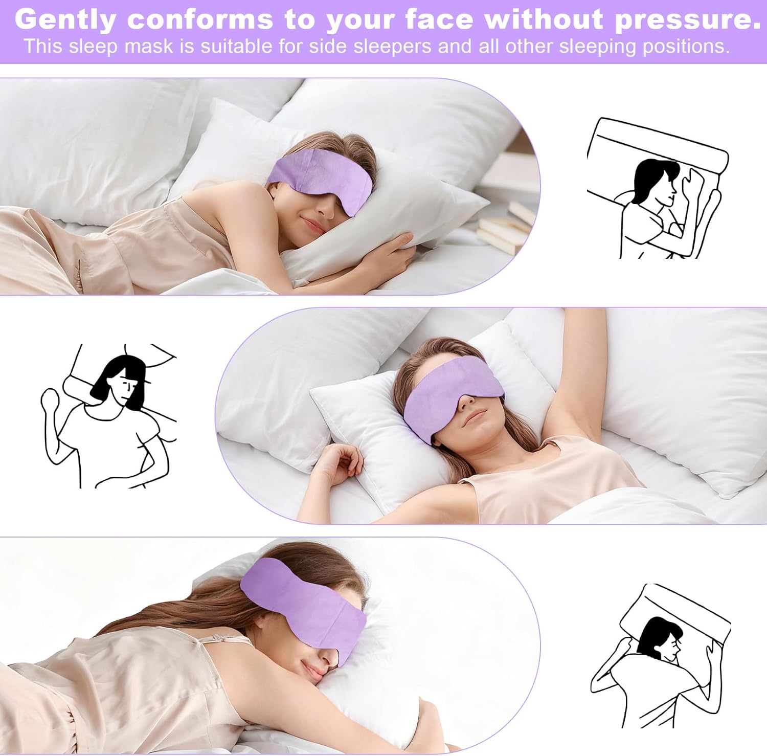 1 Stück beschwerte Schlafmaske – entspannende Augenmaske & kühlende Augenbinde – 270 g Druck mit Glaskugeln, hautfreundliche Baumwolle, 70 cm Design, ideal als Schlafmaske, Damen-Schlafmaske – Bild 5