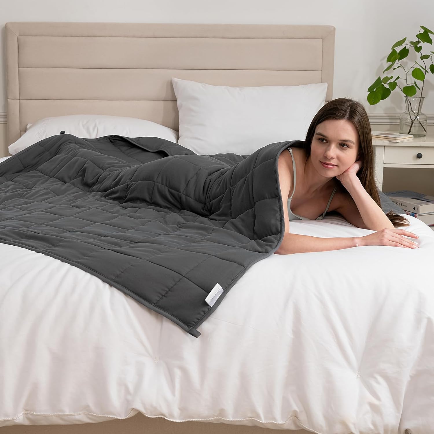 Good Nite Gewichtsdecke zum Stressabbau, Wohlfühldecke, sensorische, beruhigende und entspannende Decke für Erwachsene (grau, 4 kg, 125 x 150 cm) – Bild 5