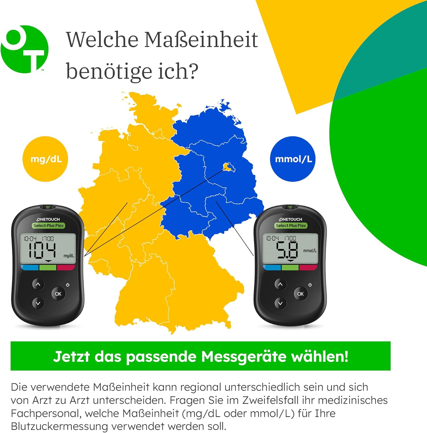OneTouch Select Plus Flex Blutzuckermessgerät (mmol/L) | 1 Meter, 10 Teststreifen, 1 Stechhilfe, 10 Lanzetten und 1 Etui – Bild 4