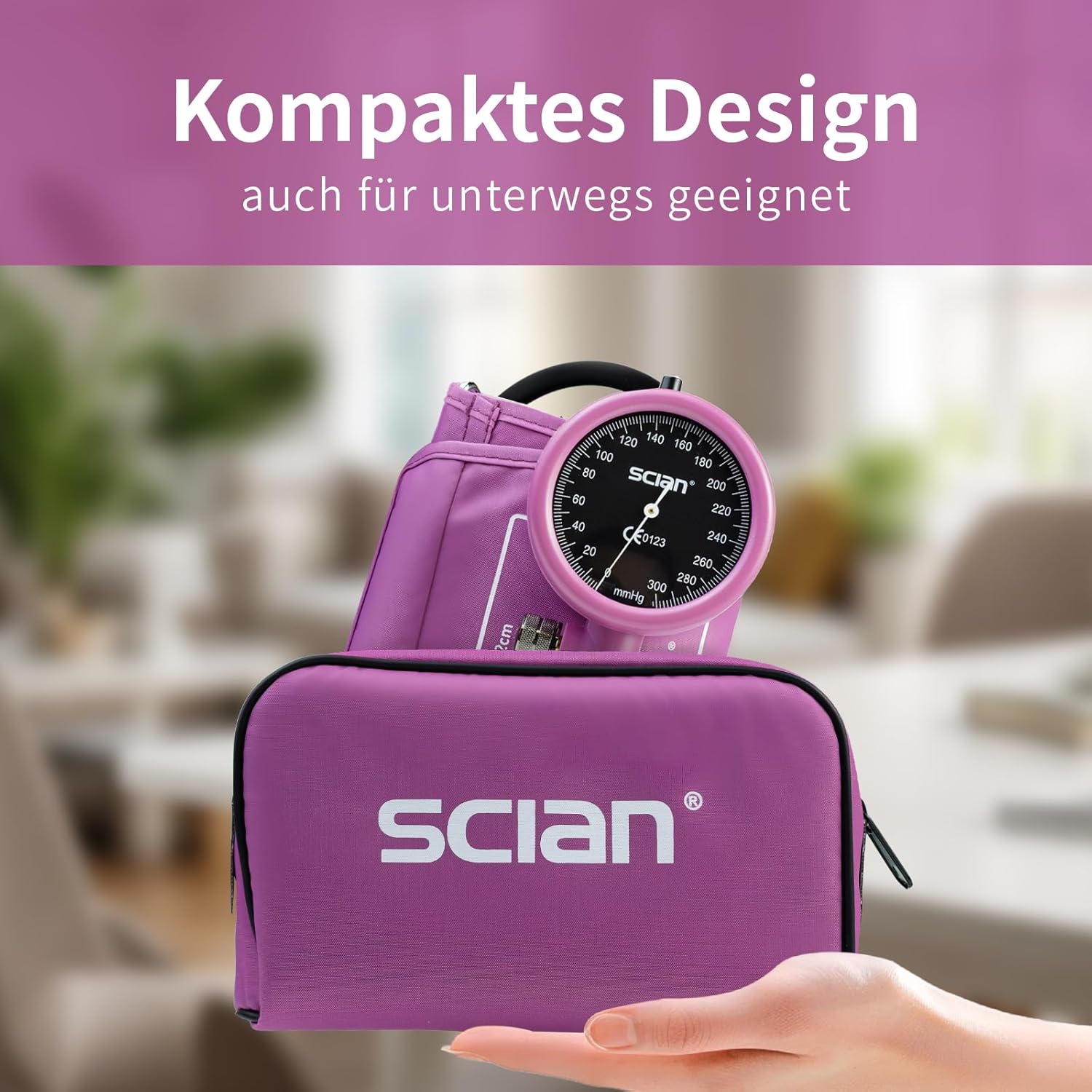 SCIAN Manuelles Blutdruckmessgerät für den Oberarm, Aneroid-Blutdruckmessgerät mit europäischer Manschette (22–42 cm), inklusive Tragetasche für Krankenschwestern, Ärzte, Senioren, Erwachsene, Lila-Rot – Bild 4