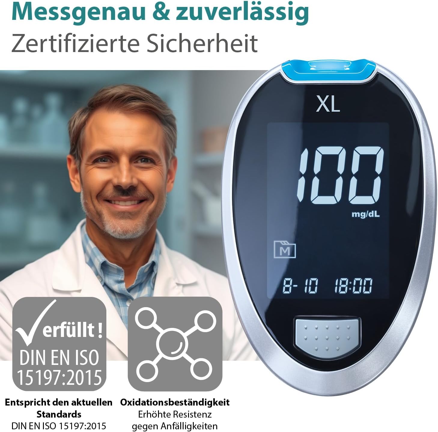 GlucoCheck XL Blutzucker-Teststreifen, 50 Stück, zur Kontrolle des Blutzuckerwertes – verwendbar mit dem GlucoCheck XL Blutzuckermessgerät – Bild 3