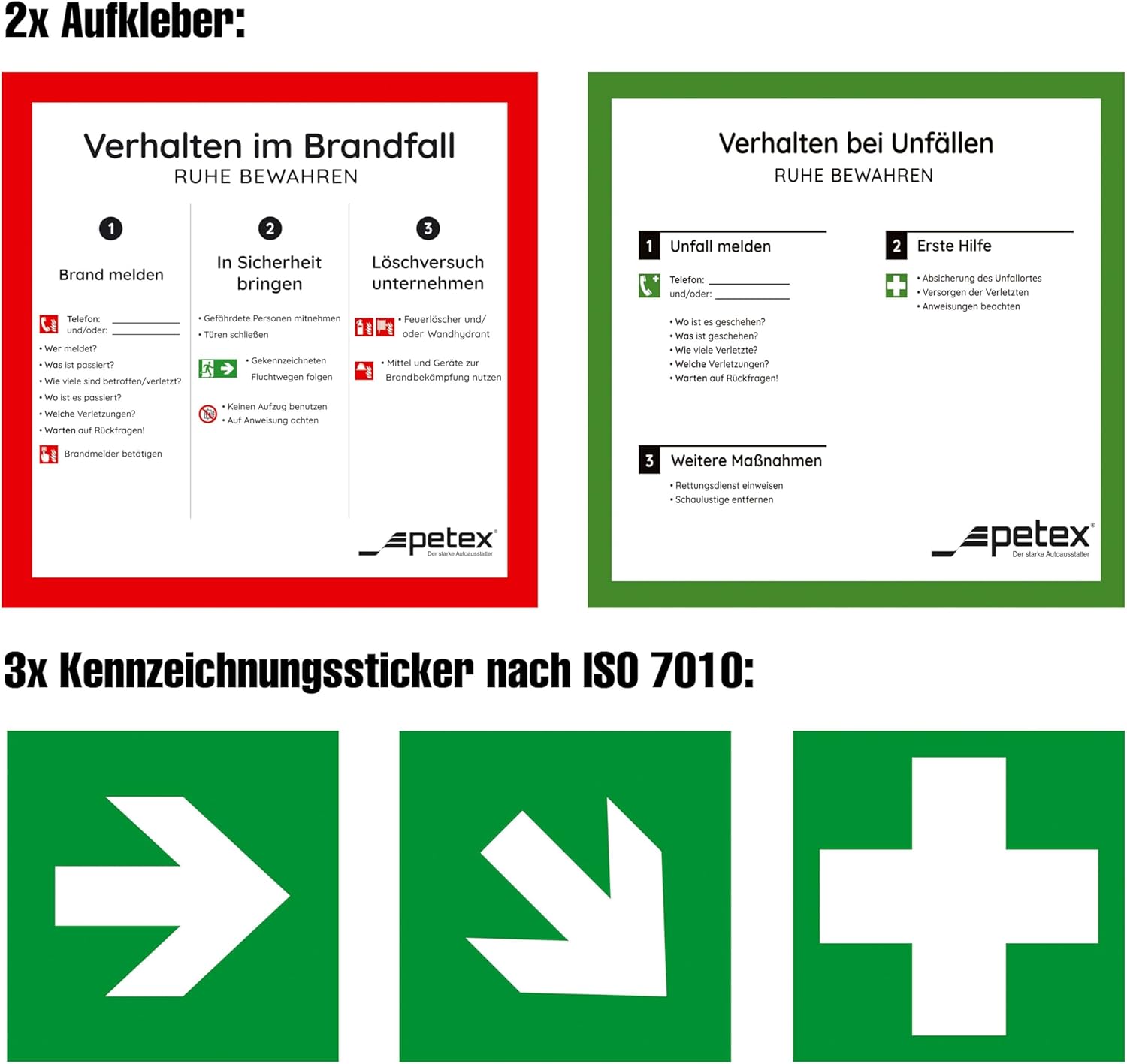 PETEX Profi-Erste-Hilfe-Set mit Inhalt nach DIN 13169, inkl. praktischer Wandhalterung, 5 x Aufkleber, Erste-Hilfe-Koffer, orangefarbenes Erste-Hilfe-Set für Gewerbe, Büro, Baustelle – Bild 4