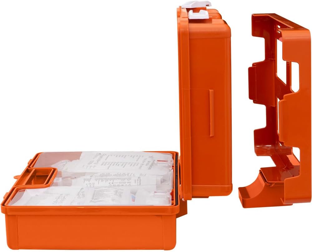 PETEX Profi-Erste-Hilfe-Set mit Inhalt nach DIN 13169, inkl. praktischer Wandhalterung, 5 x Aufkleber, Erste-Hilfe-Koffer, orangefarbenes Erste-Hilfe-Set für Gewerbe, Büro, Baustelle – Bild 10