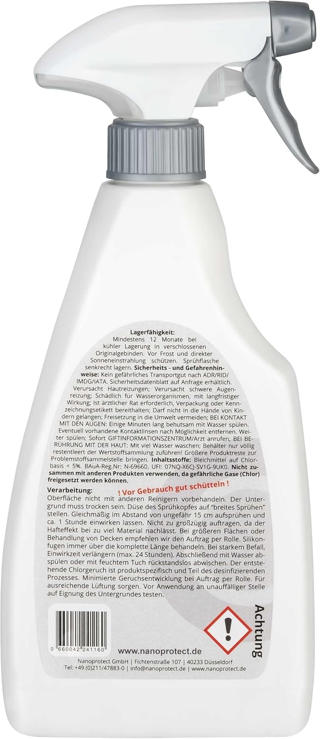 Nanoprotect Schimmelentferner, 2er-Set, extra stark durch Aktivchlor, professionelles Schimmelspray mit Haftwirkung, Anti-Schimmel, Bad, Wand, Fugenreiniger – Bild 9