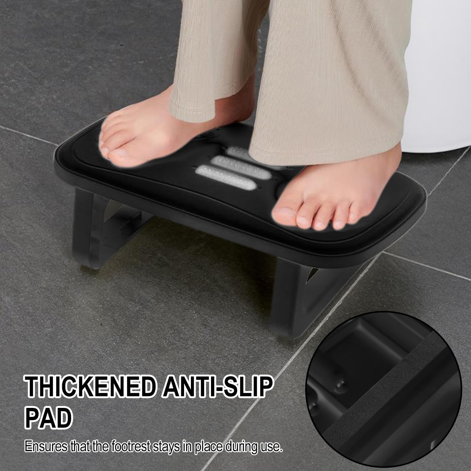Fußstütze unter dem Schreibtisch, Fußstützen-Schreibtisch mit Massagefunktion, rutschfester Fußstützen-Schreibtisch, lindert Bein-, Knie- und Rückenschmerzen, für Zuhause, Büro, Reisen – Bild 4