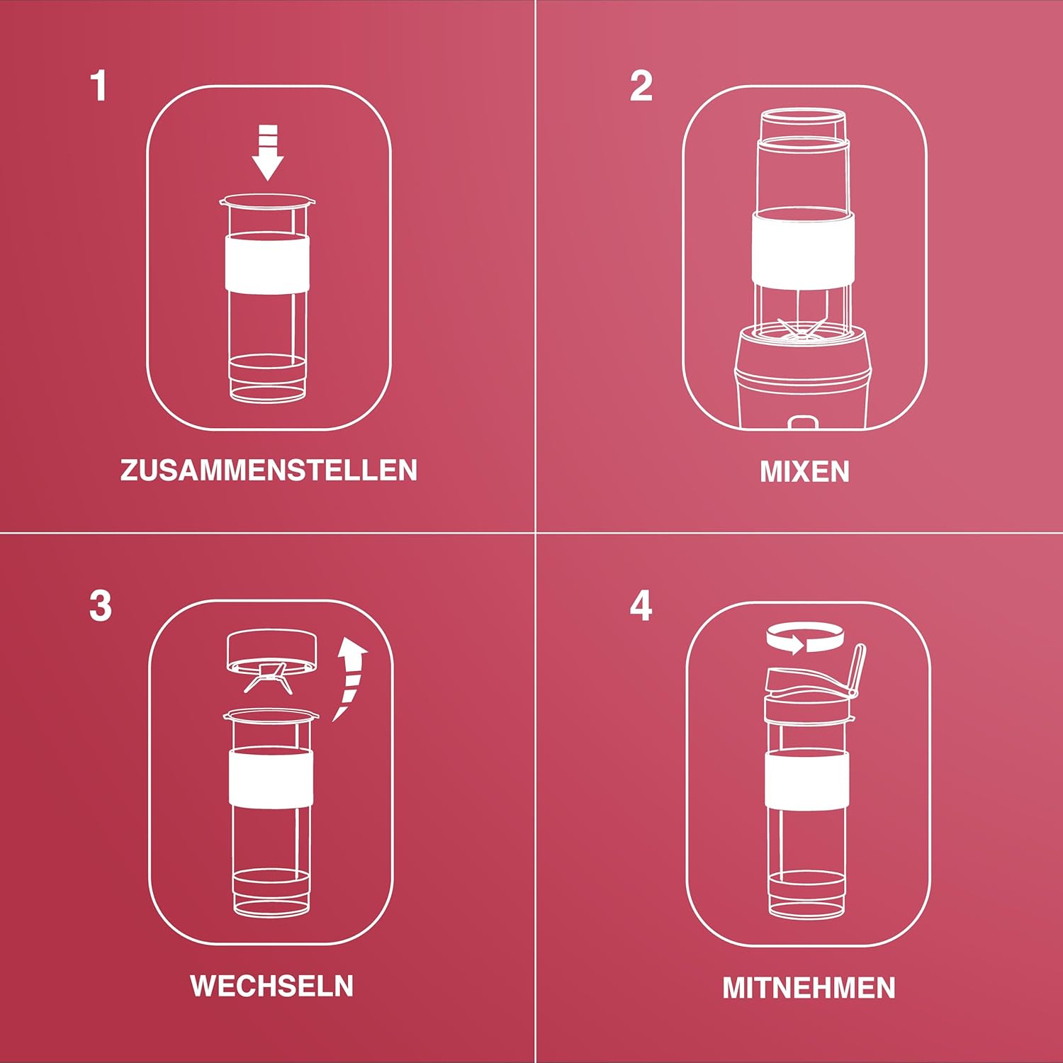 H.Koenig Mini Smoothie Maker Standmixer, Mixer elektrisch, tragbar, kompakt, 570 ml, SMOO18, BPA-frei, leistungsstark 300 W, Smoothie-Mixer 2 tragbare Flaschen, Edelstahlklingen, Pastellgrün – Bild 9