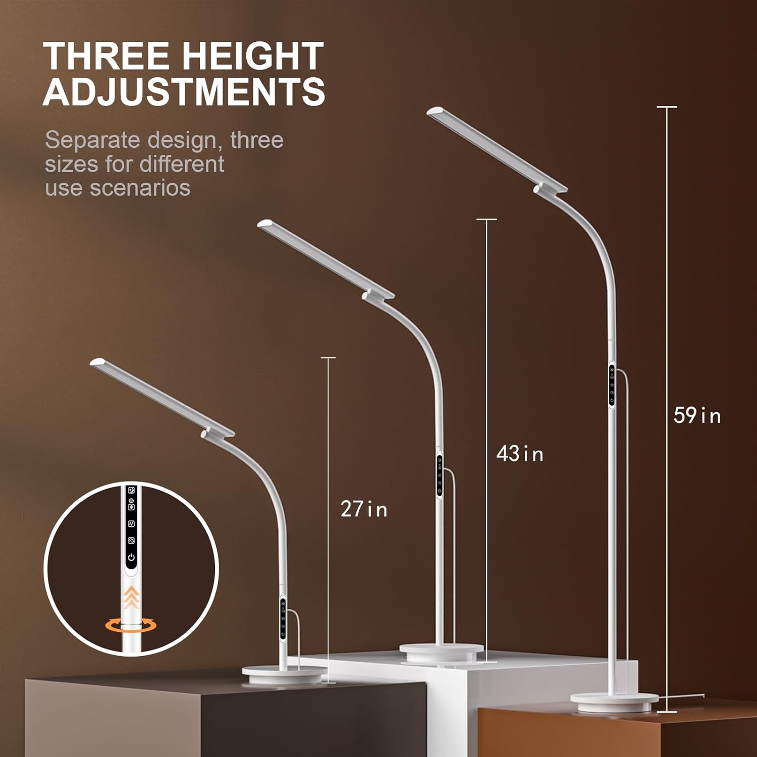 Tageslichtlampe Stehlampe, 10000 Lux UV-freie Lichttherapielampe mit Touch-Steuerung und Fernbedienung, 5 Farben & 5 Helligkeitsstufen & Timer, 3-in-1 Sonnenlichtlampe für Büro/Zuhause – Bild 7